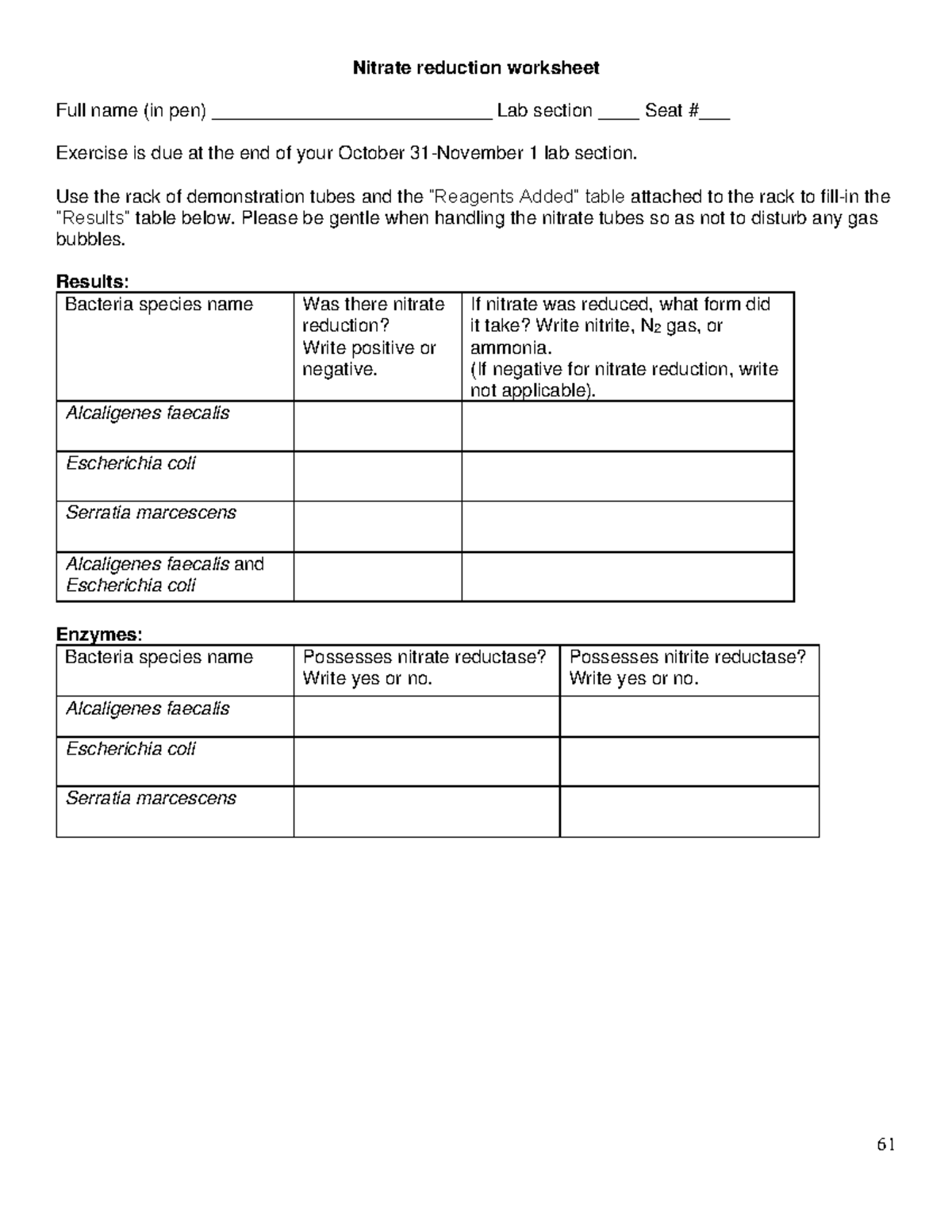 Nitrate worksheet F22 - coursework - Nitrate reduction worksheet 61 ...