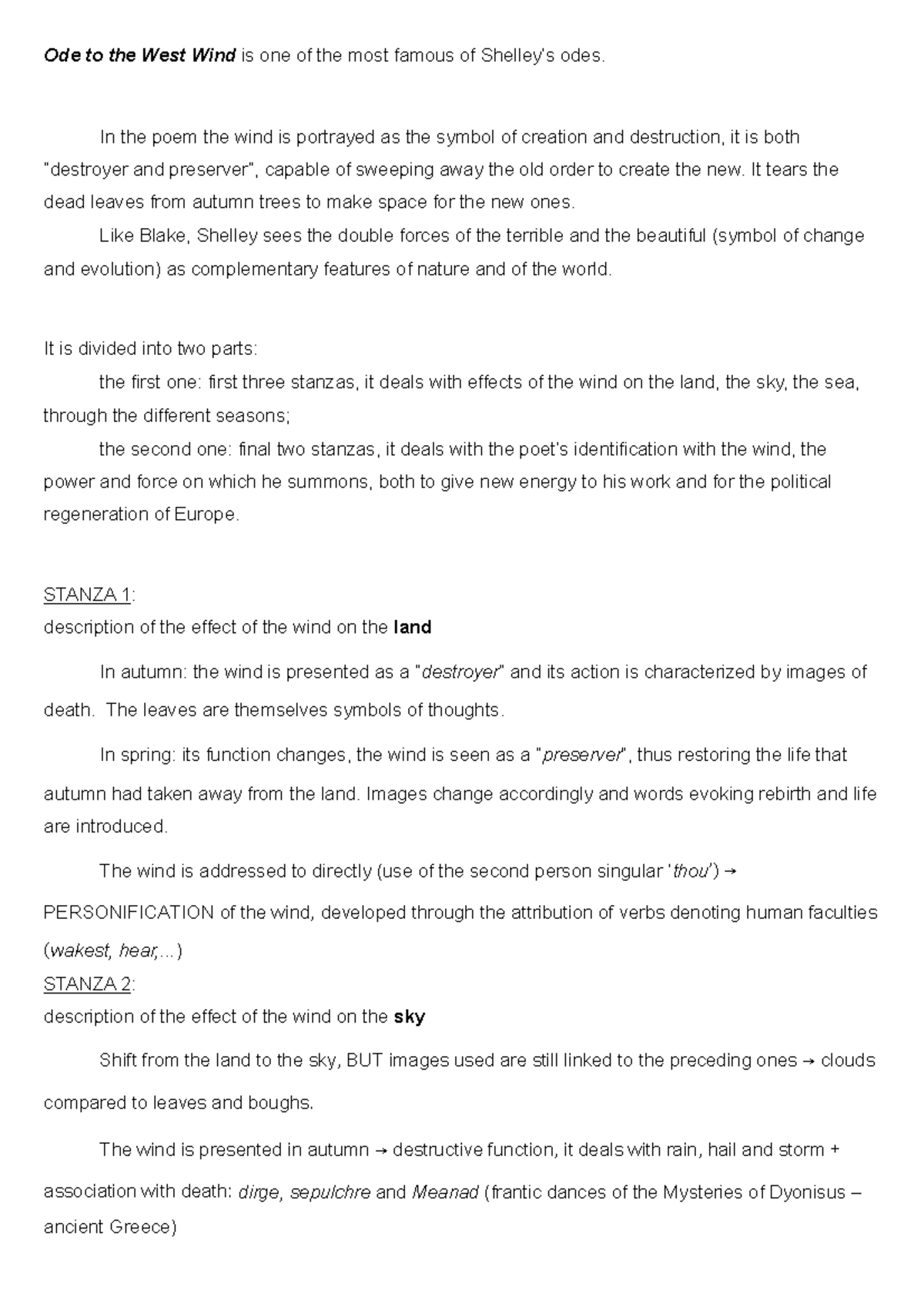 Documento PDFo appunti inglese Ode to the West Wind is one of the