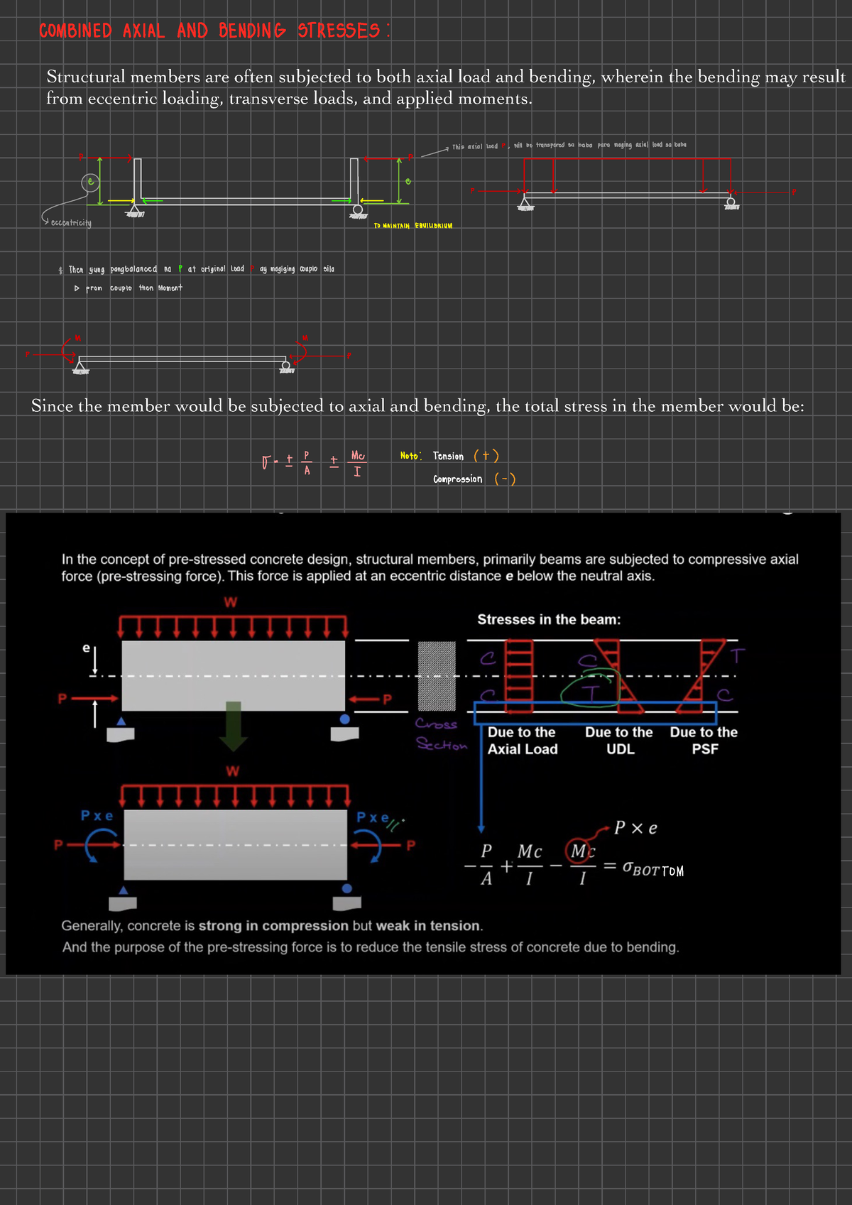 Mechanics: Combined Axial AND Bending Stresses - Structural Members Are ...