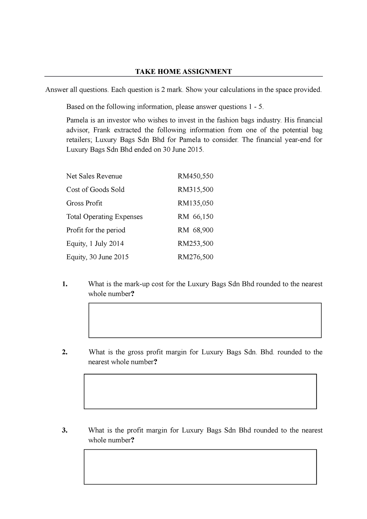 home assignment answers