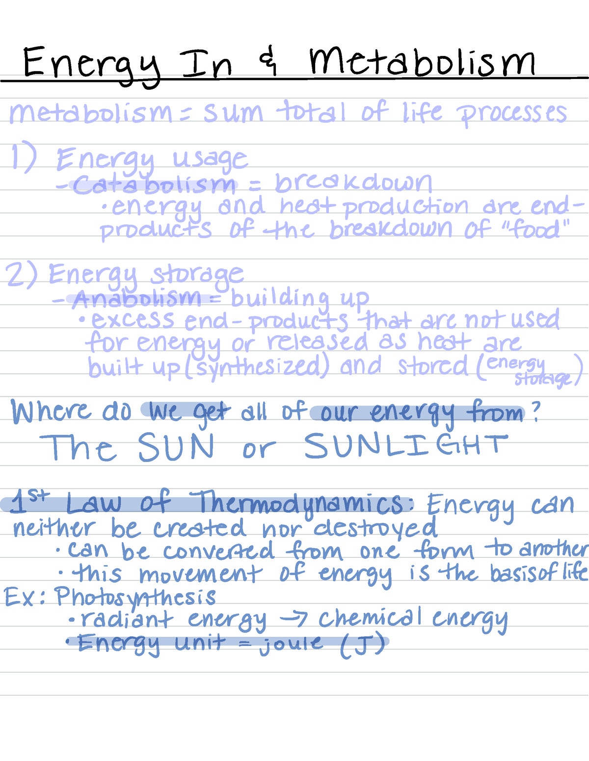 Kin 110 Human Performance And Nutrition notes 1 - Energy In 4 ...