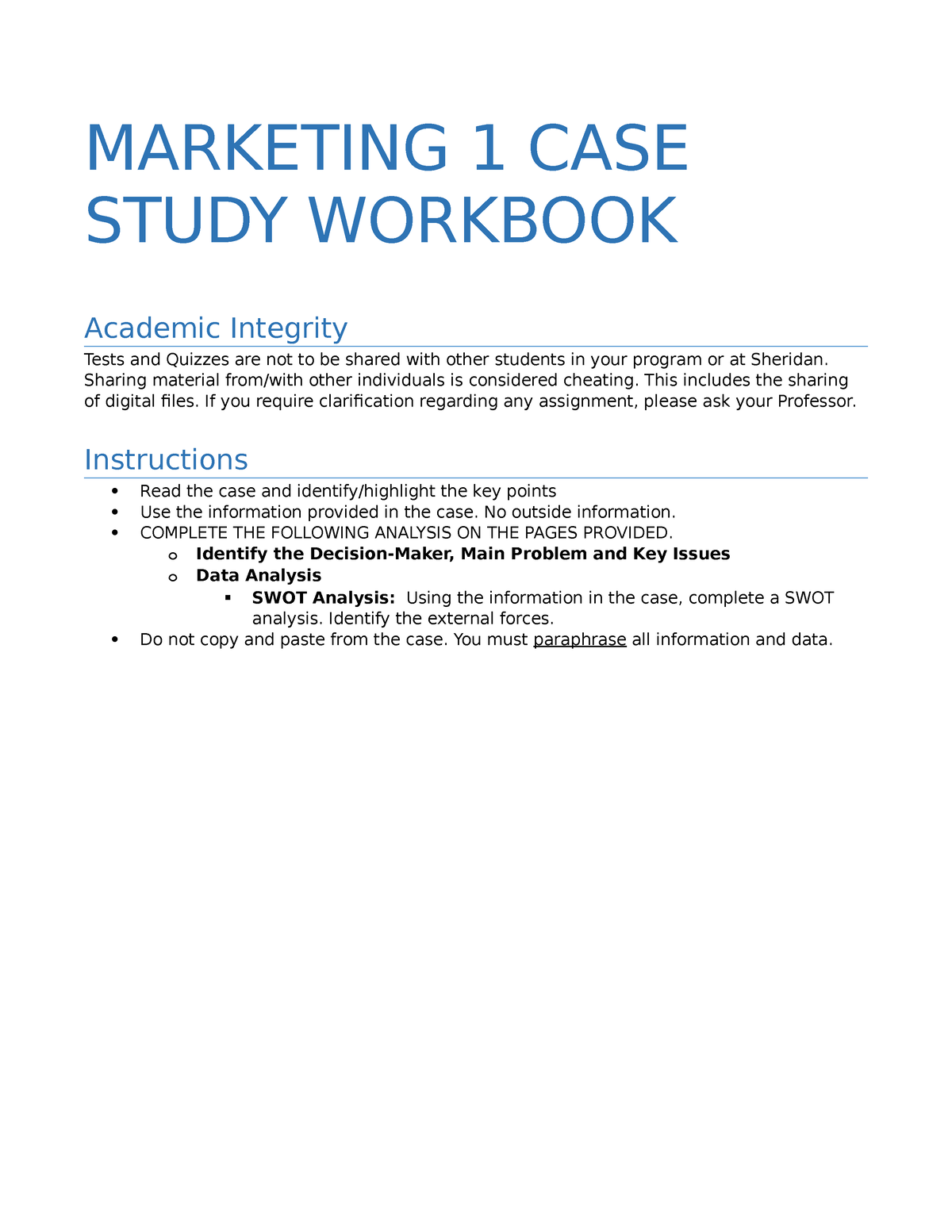 case study workbook