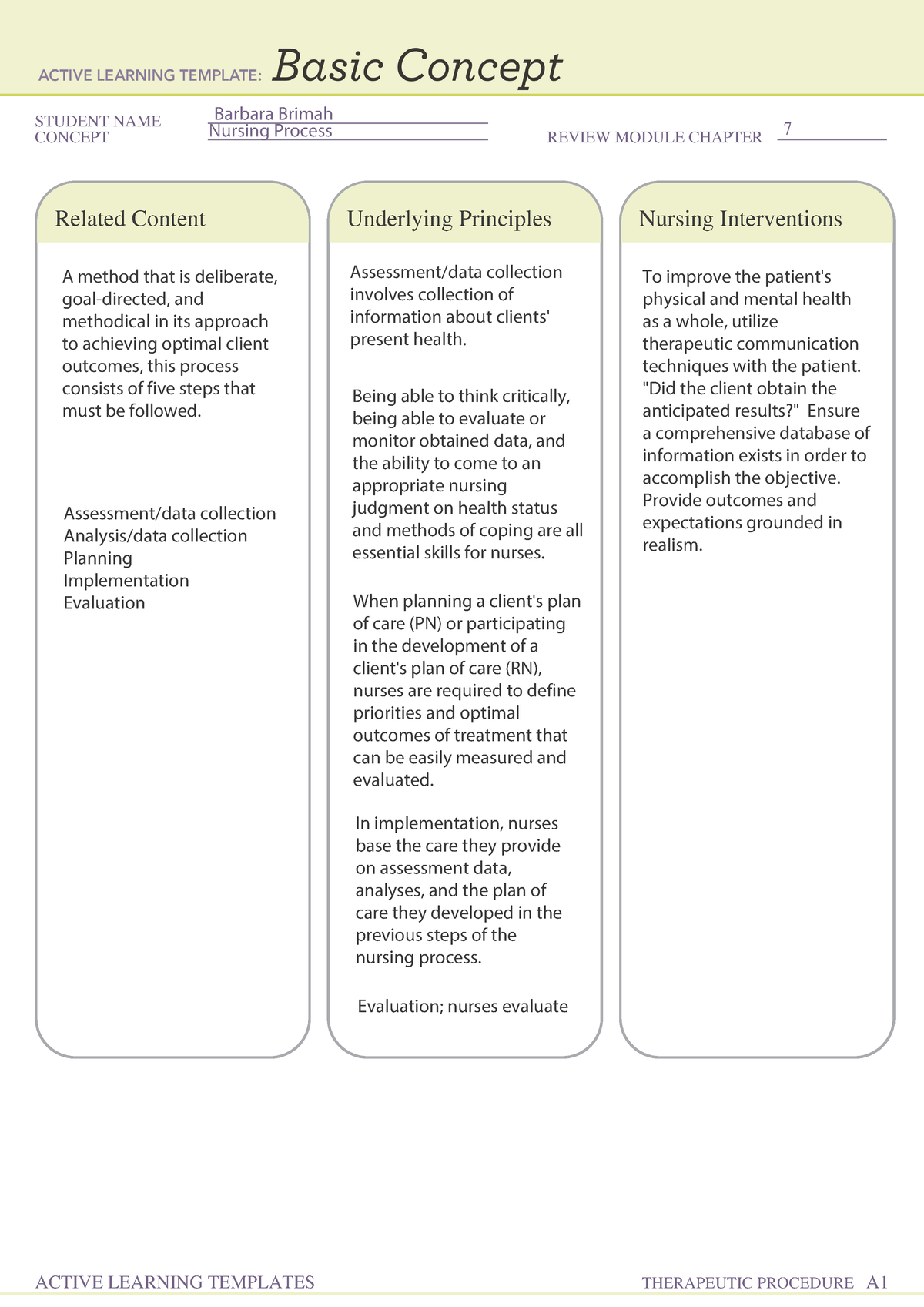 Basic Concept form - ati - STUDENT NAME CONCEPT REVIEW MODULE CHAPTER ...