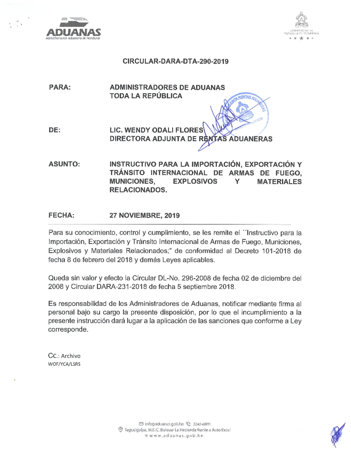 Circular DTA 290 2019 - Ley aduana y prohibición - Derecho de las ...