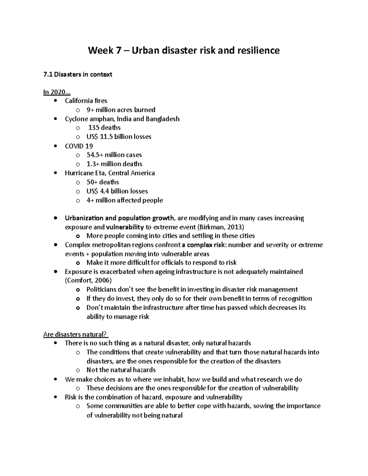 Week 7 – Urban disaster risk and resilience - Week 7 – Urban disaster ...