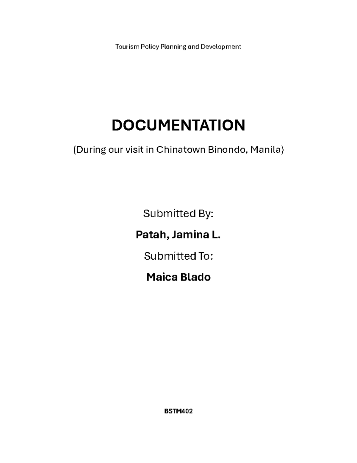 10 Activity 01 Documentation - Tourism Policy Planning and Development ...