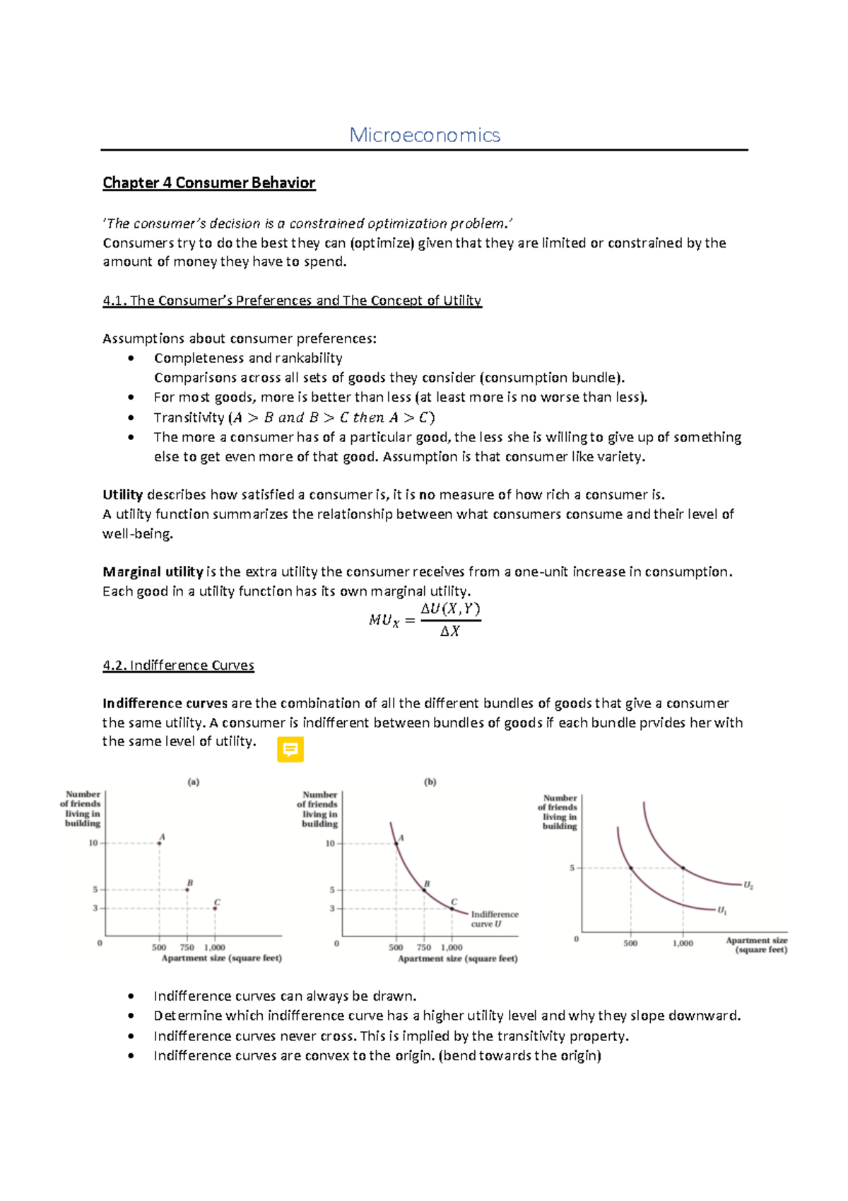 Microeconomics Summary - Microeconomics Chapter 4 Consumer Behavior ...