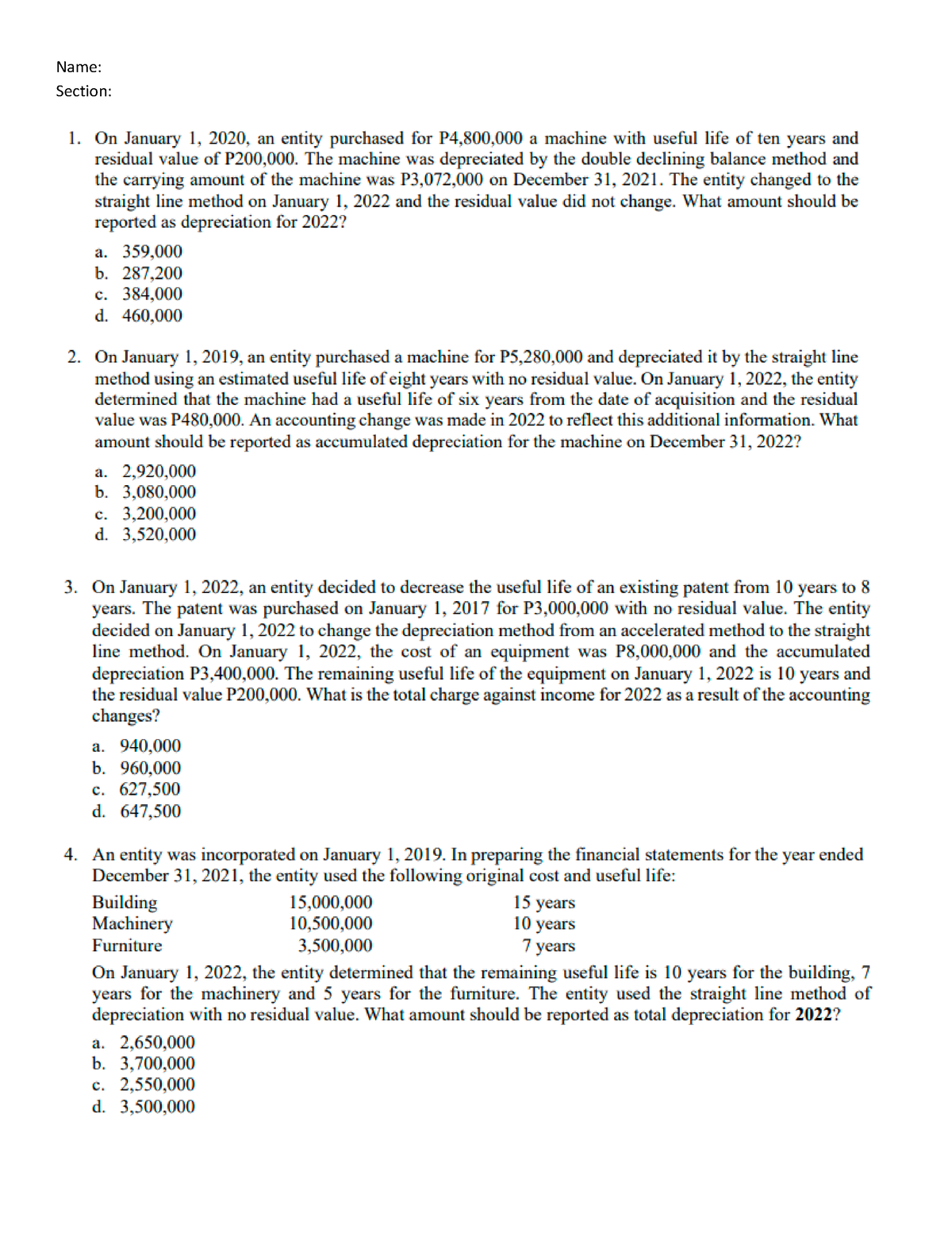 Accounting-Changes - BSA - Name: Section: - Studocu