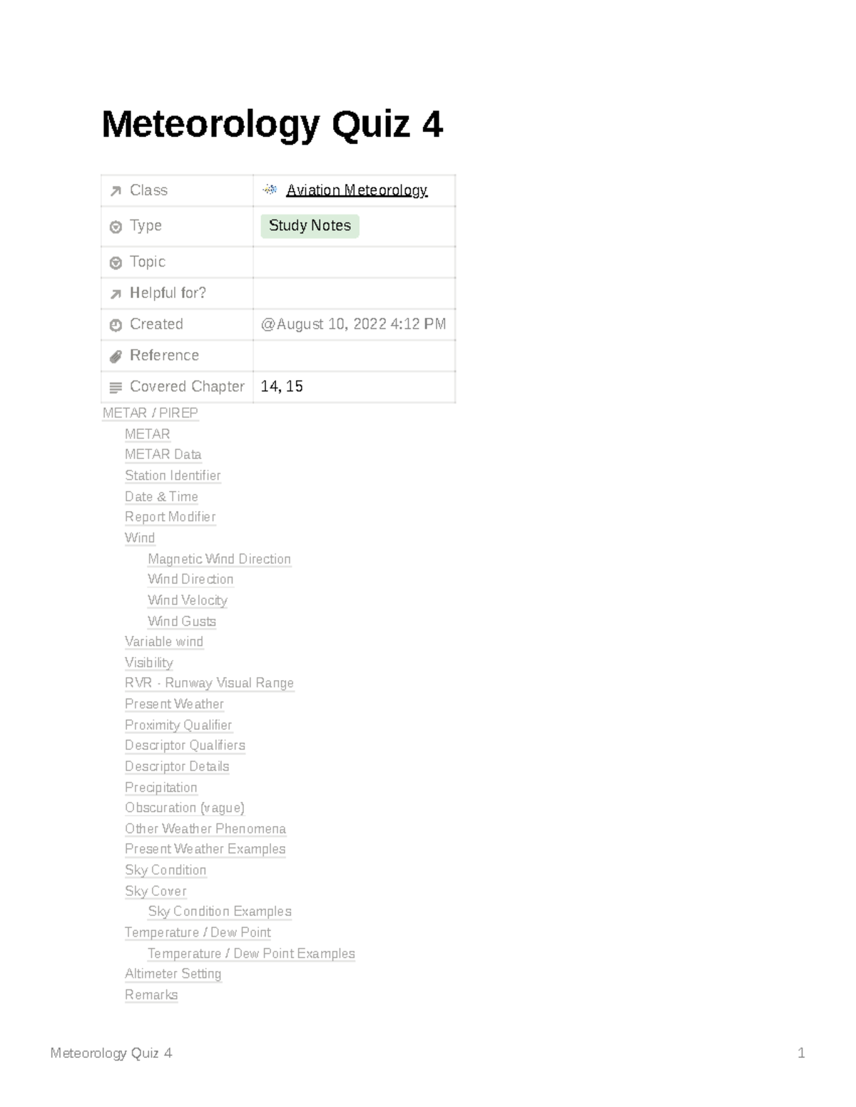 Meteorology Quiz 4 Aviation Weather Textbook Meteorology Quiz 4 Class Aviation Meteorology