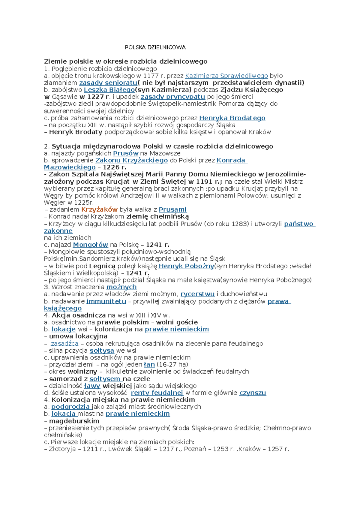 Polska Dzielnicowa-kl - POLSKA DZIELNICOWA Ziemie polskie w okresie