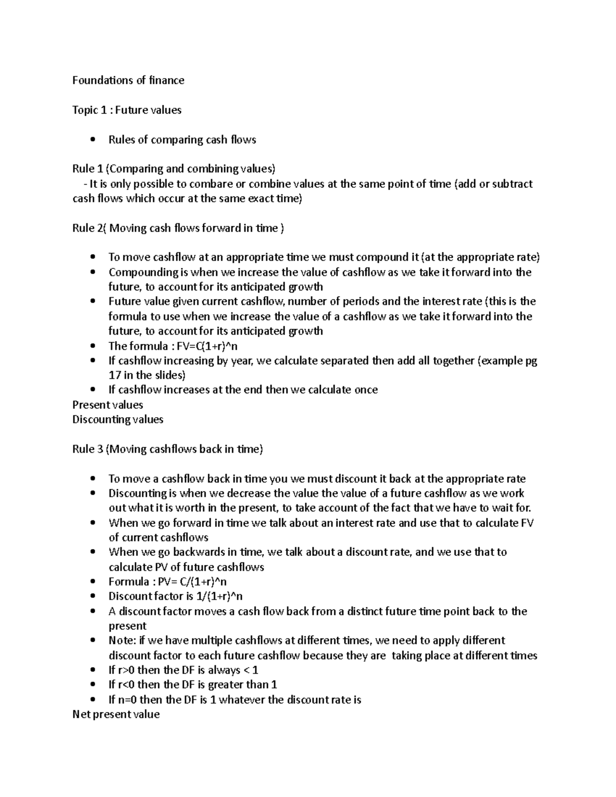 Foundations of finance notes - Foundations of finance Topic 1 : Future ...