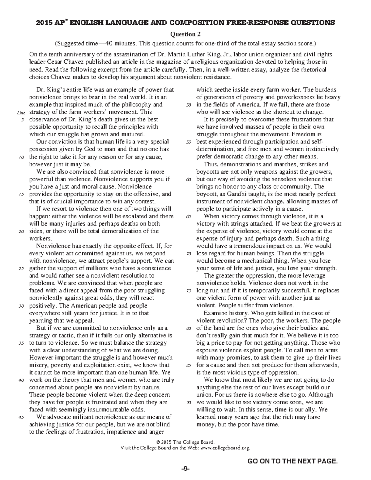 Rhetorical Analysis 11-19 - 2015 AP ® ENGLISH LANGUAGE AND COMPOSITION ...