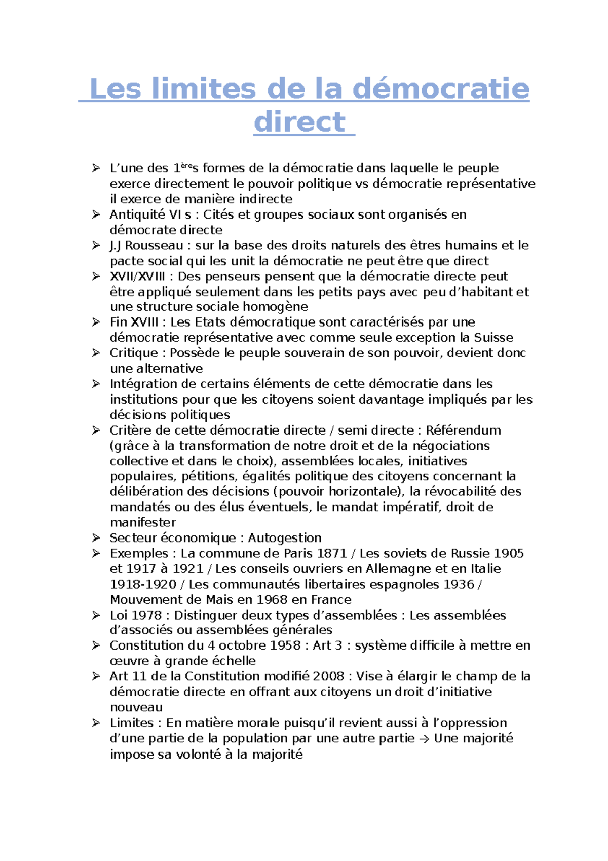 Quelles Peuvent être Les Limites De La Démocratie Représentative Corrigé Les limites de la démocratie direct TD5 - Les limites de la démocratie  direct  L'une des 1ères - Studocu