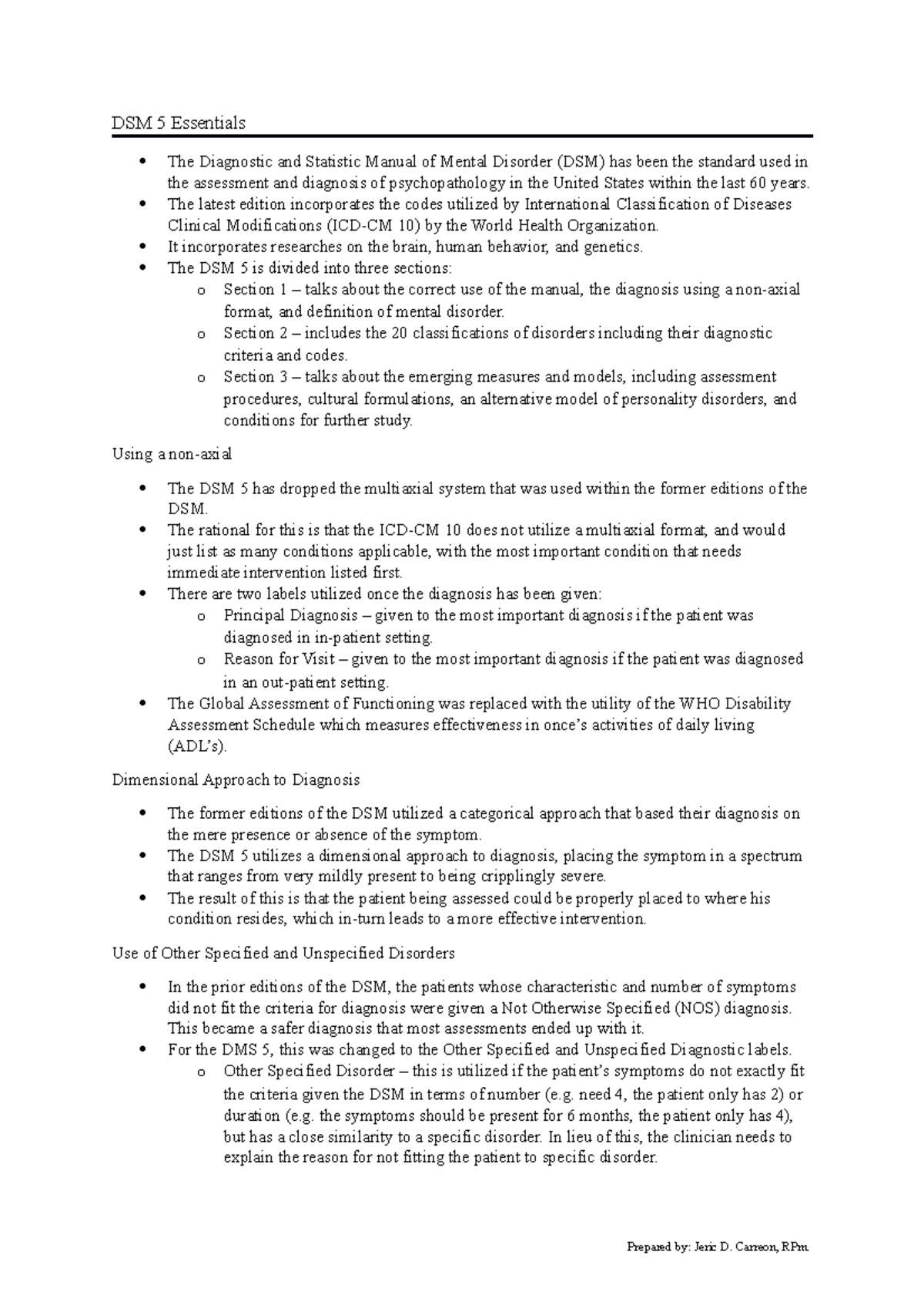 DSM 5 Essentials - DSM 5 Essentials The Diagnostic and Statistic Manual ...