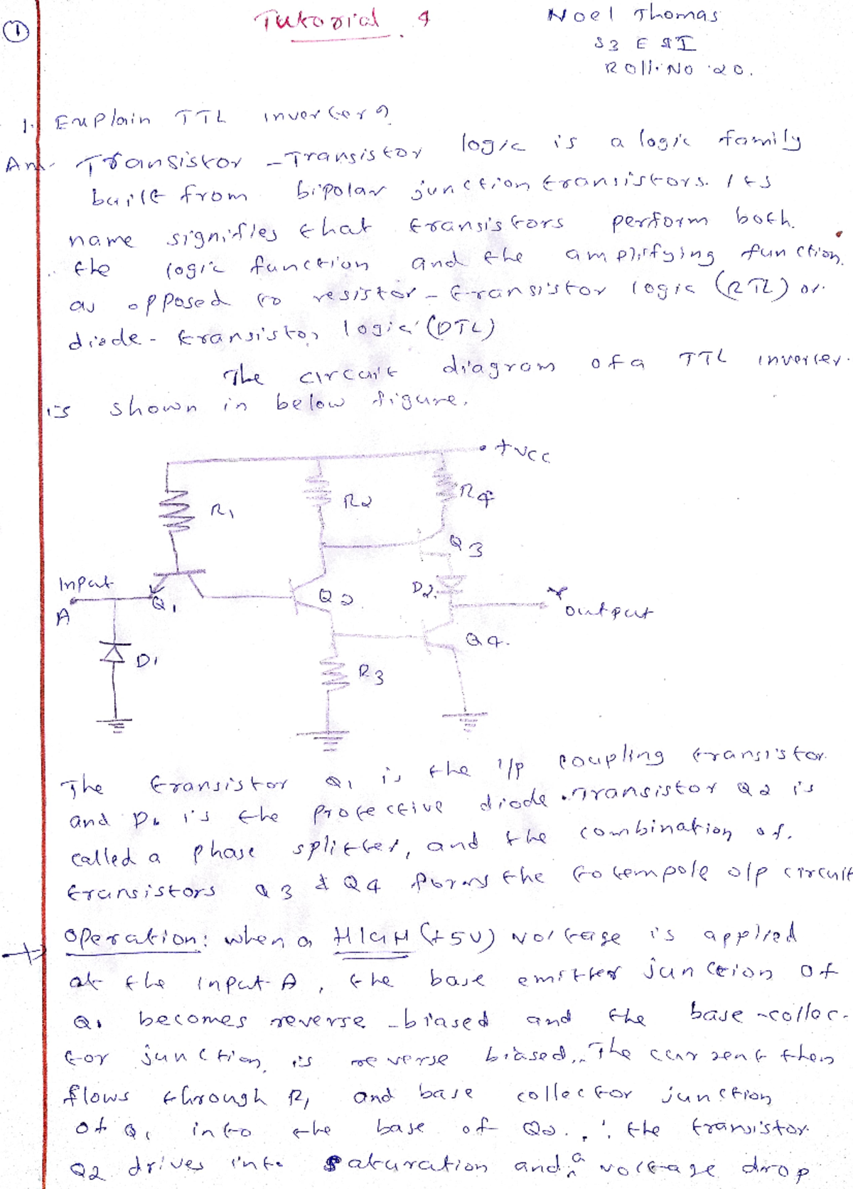 LCD Tut 4 Logic Circuit Design Tutorial Answers 4 Noe Thomas EnPloin TTL 'Salog' famiy An