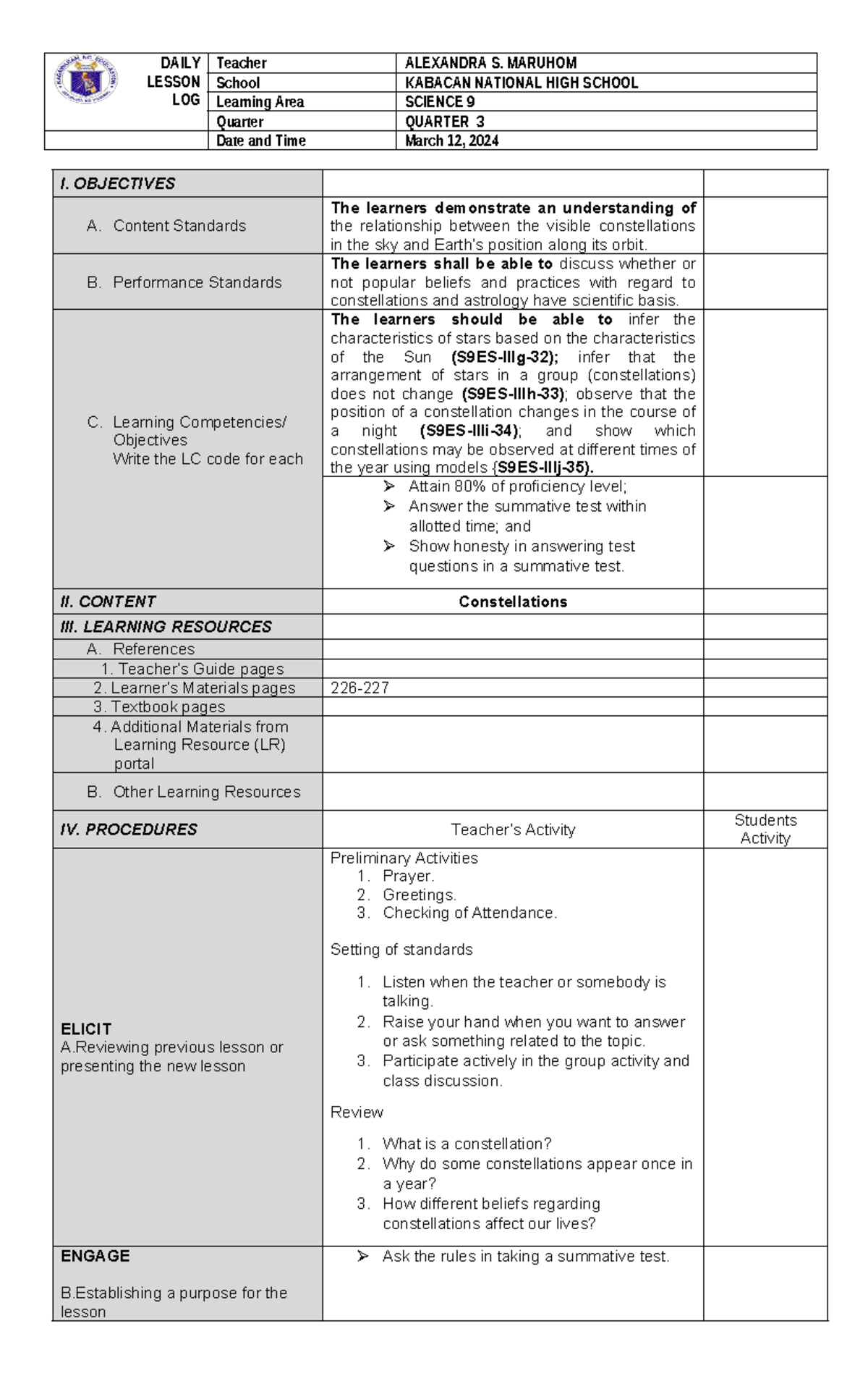 DLP FOR Summative-2 - SUMMATIVE TEST - DAILY LESSON LOG Teacher ...