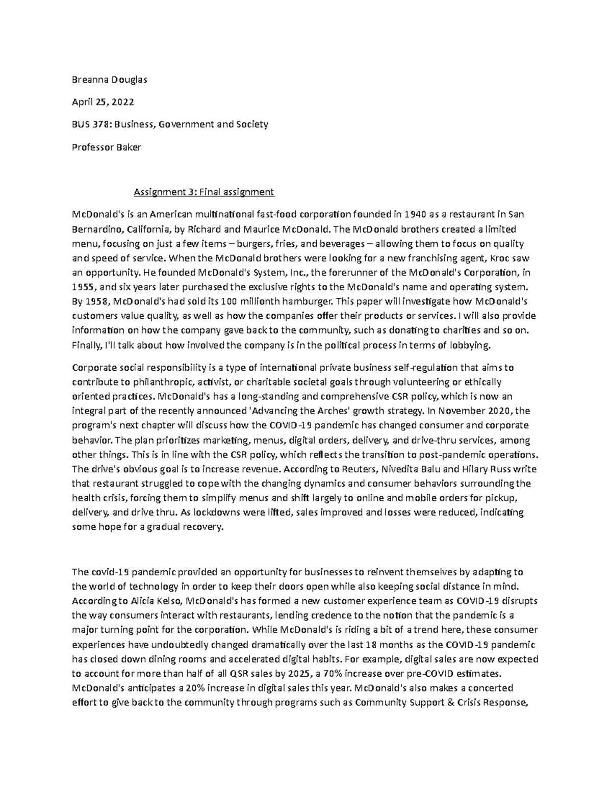 Assingment 3 - Final assignment: You are required to complete the ...
