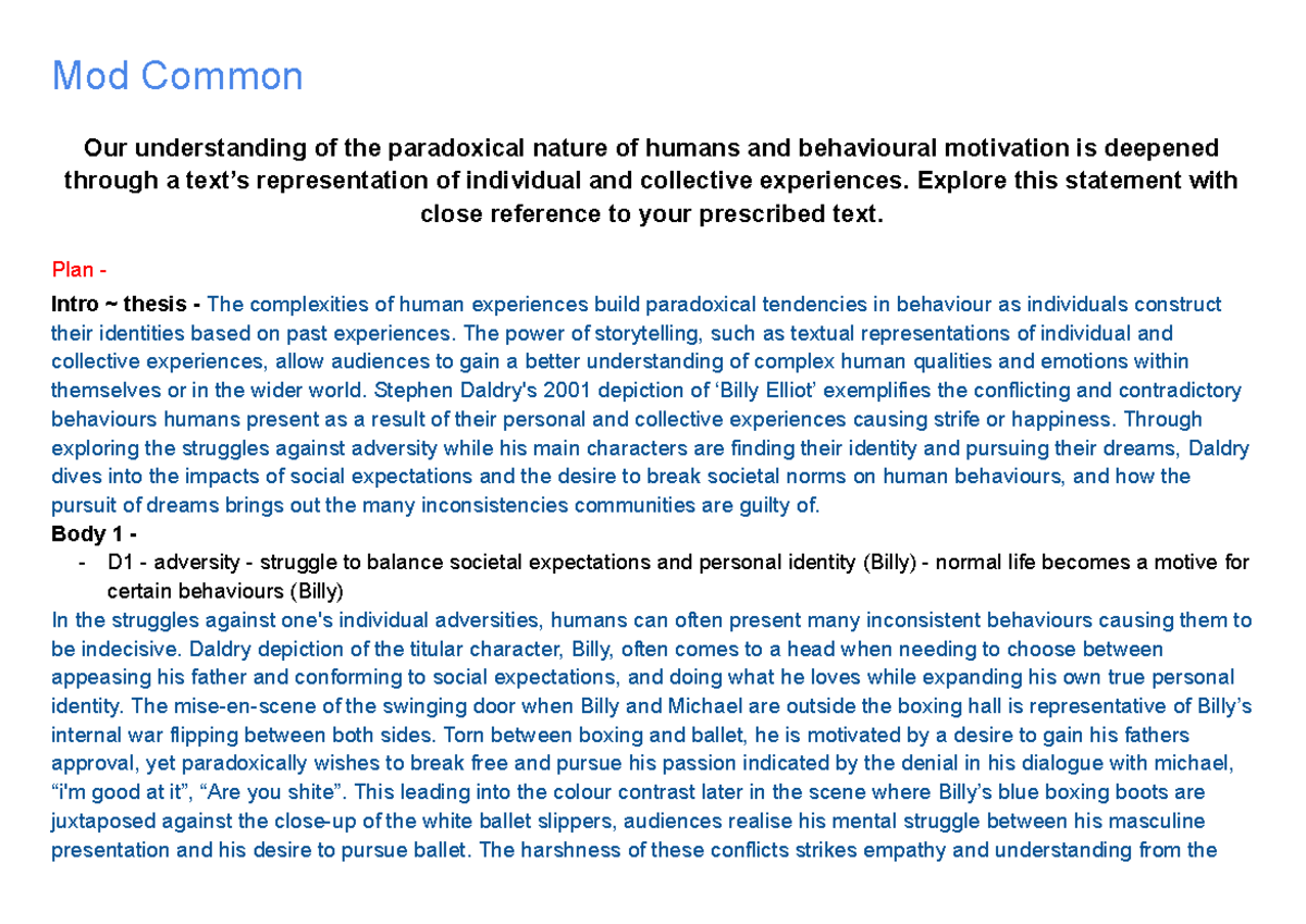 Mod Common Practice Essay Mod Common Our understanding of the