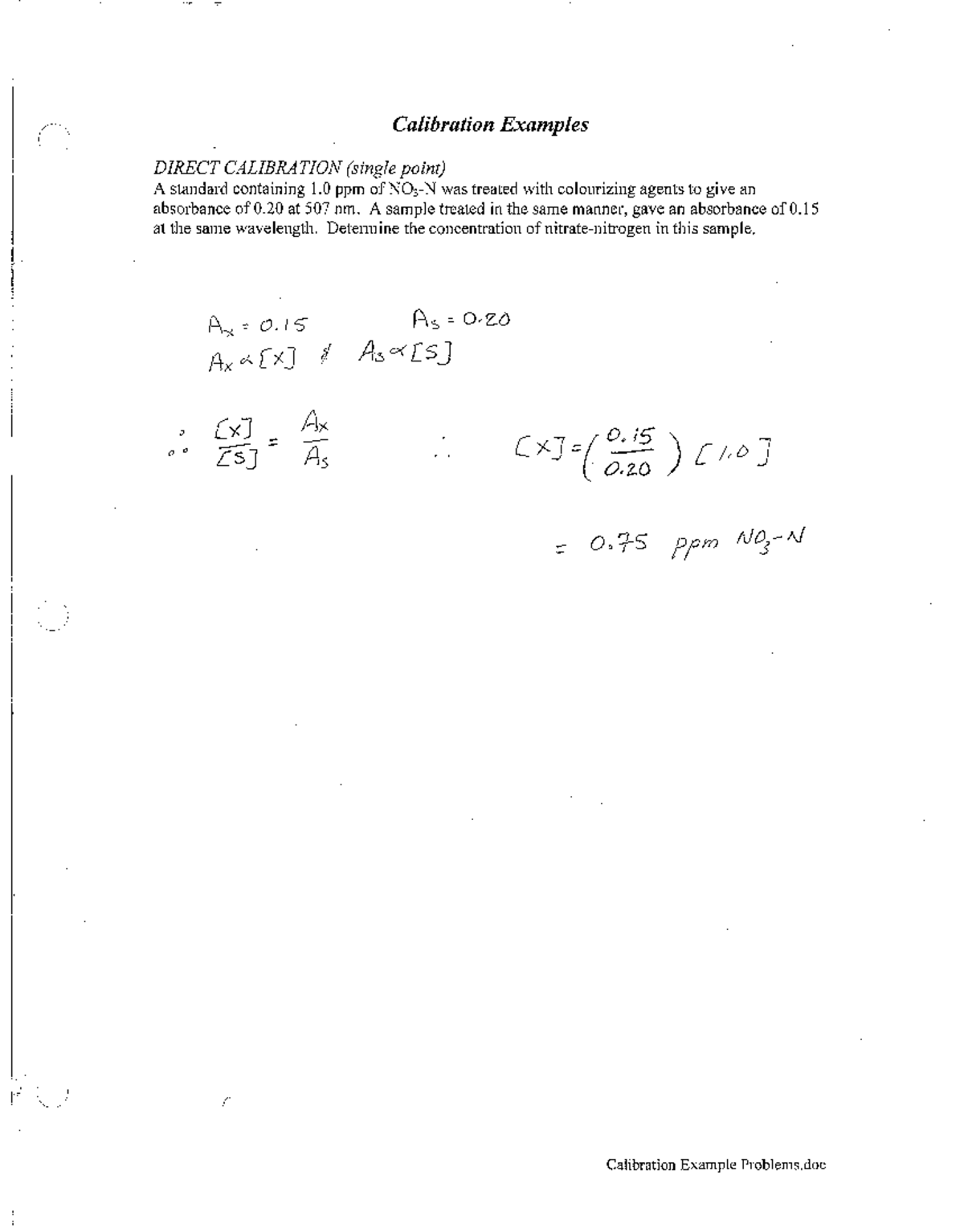 Calibration examples with solutions CHEM311 Studocu