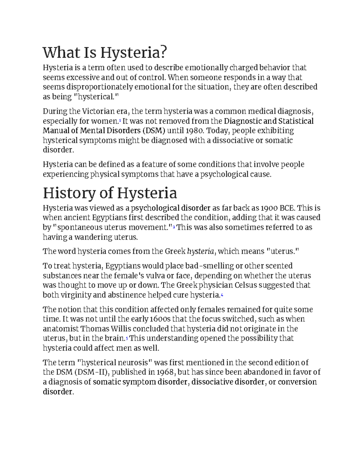 Hysteria Notes What Is Hysteria? Hysteria is a term often used to describe emotionally charged