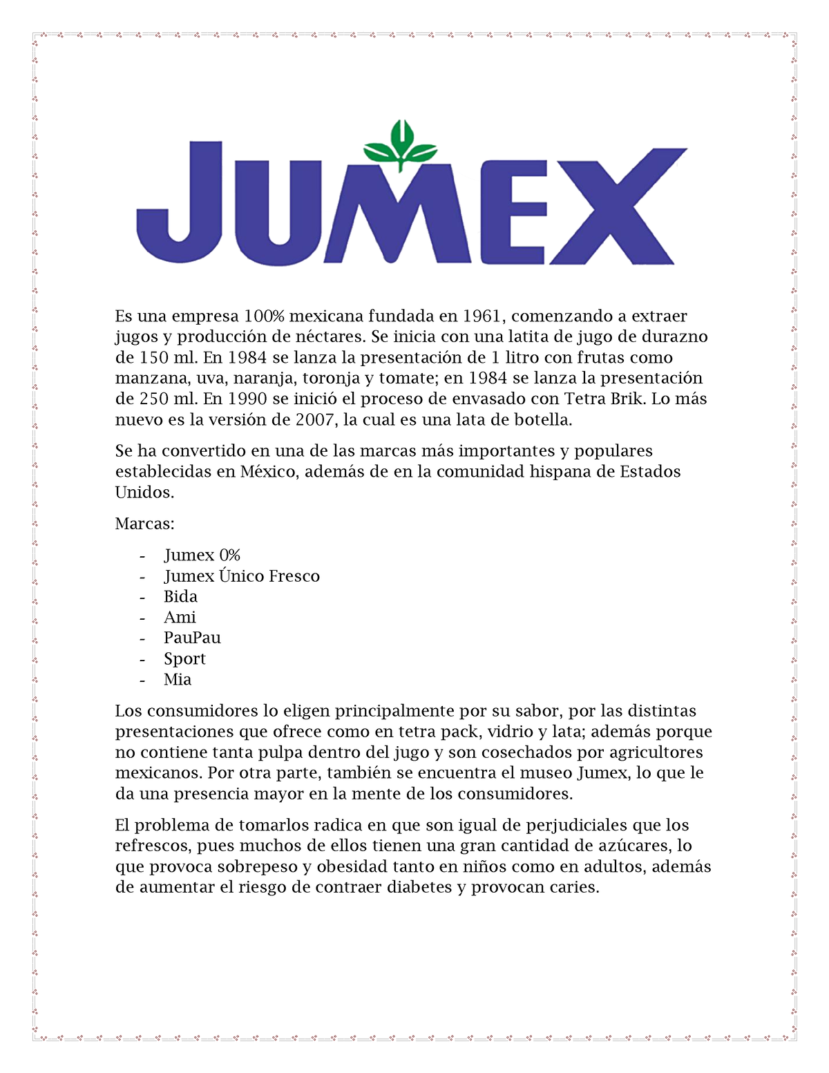 Jumex Trabajo De Empresa Es Una Empresa Mexicana Fundada En