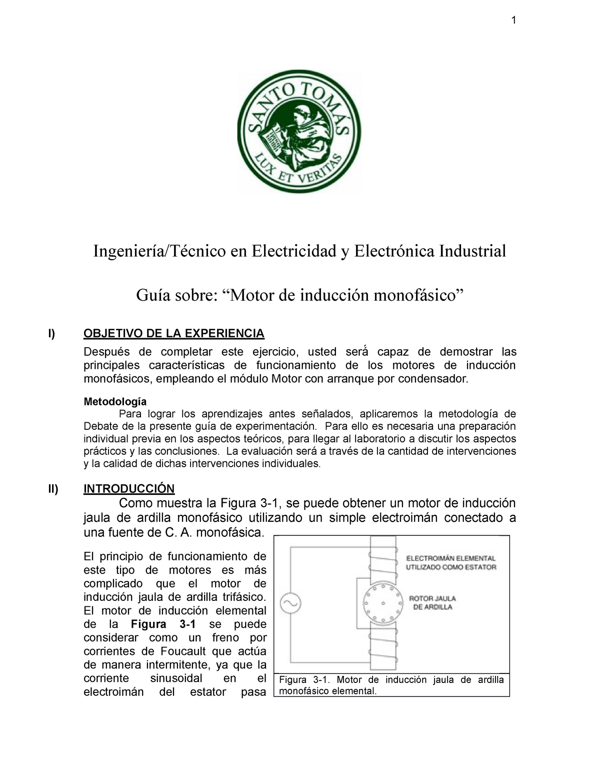 U Motor Monof Sico Ingenier A T Cnico En Electricidad Y Electr Nica Industrial Gu A Sobre