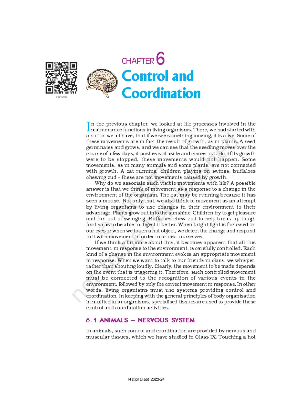 Jesc106 - 100 Science Control and Coordination CHAPTER 6 I n the ...