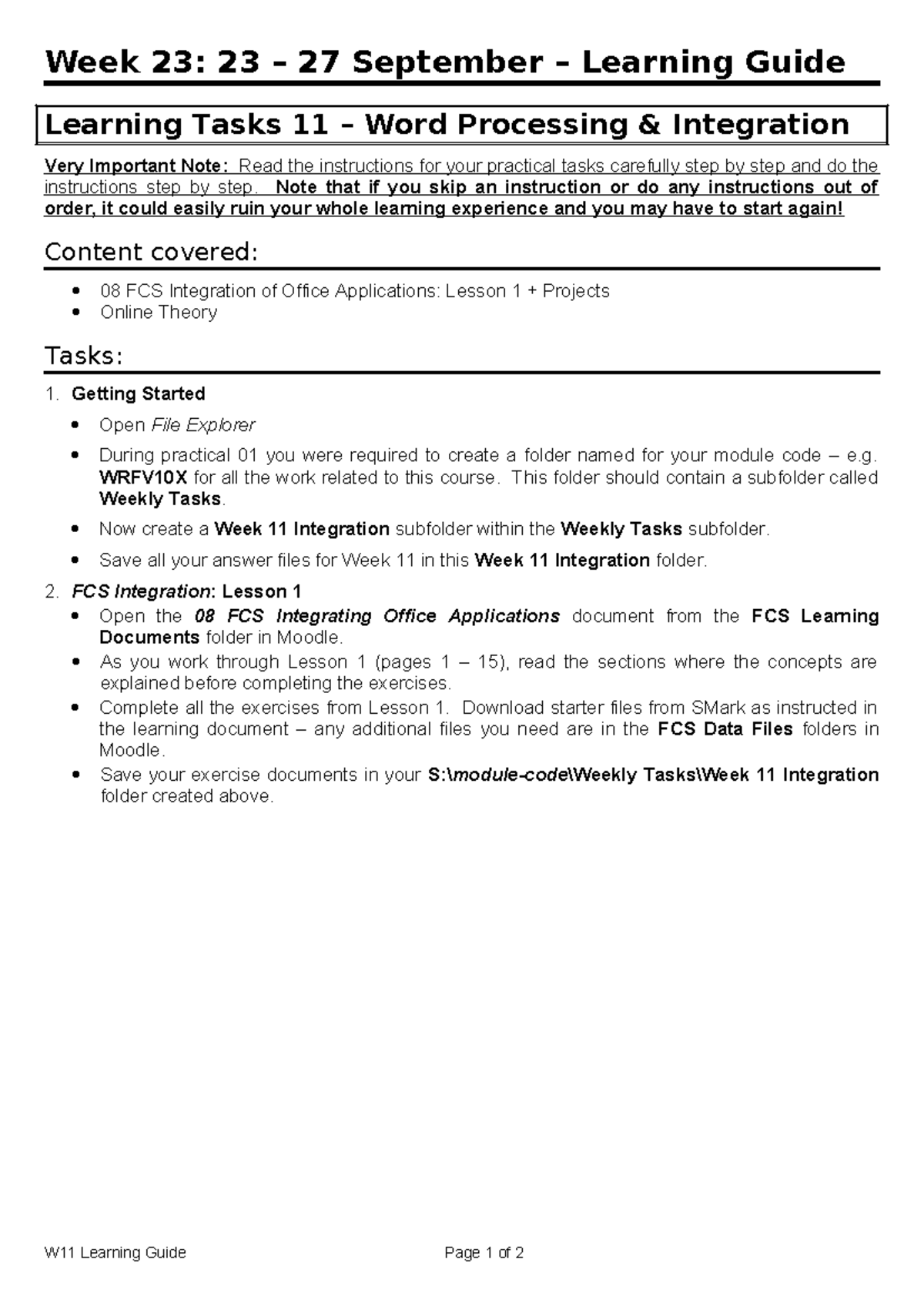P11 Learning Guide - Week 23: 23 – 27 September – Learning Guide ...