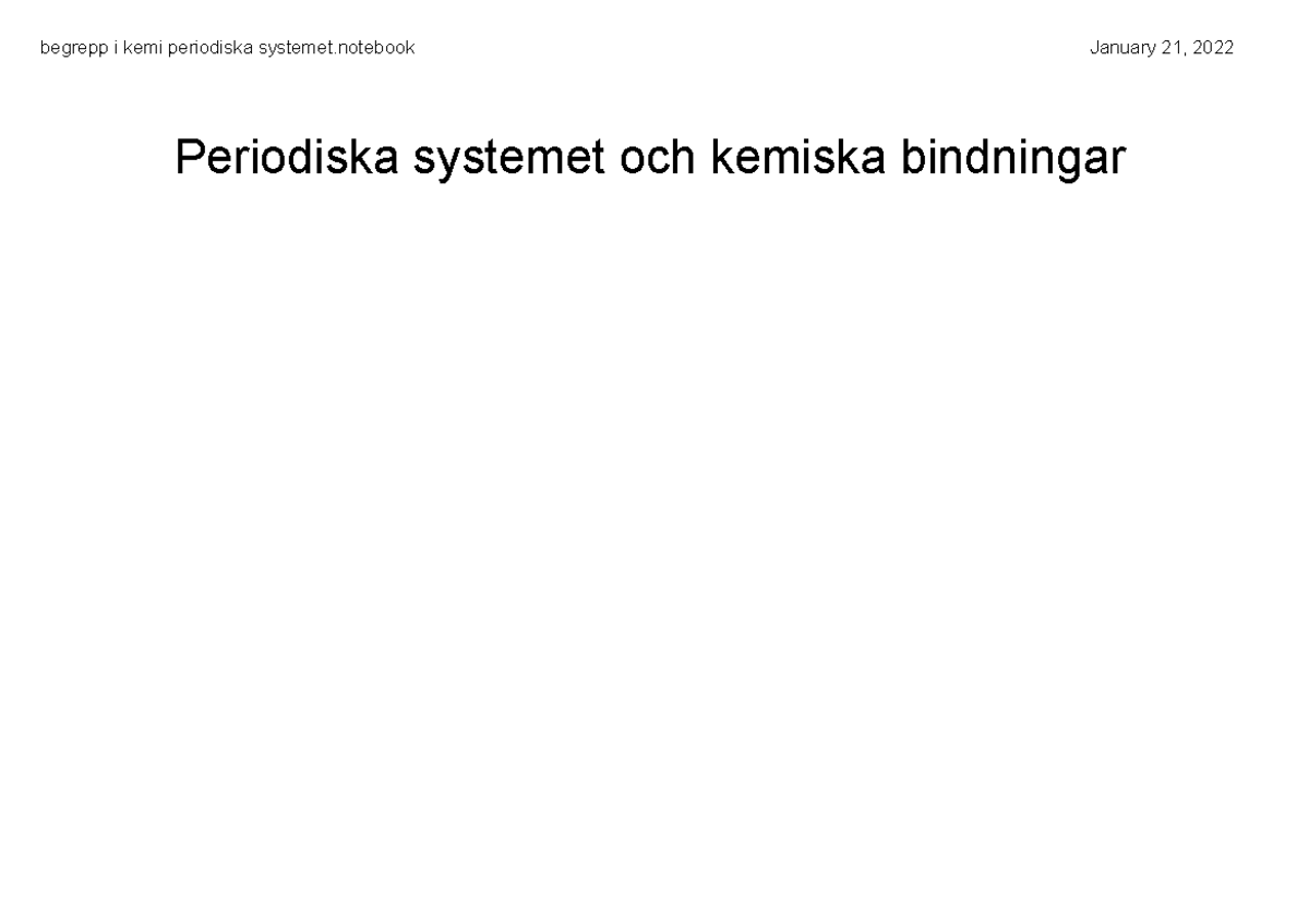 Begrepp Inför Kemiprov Periodiska Systemet - Periodiska Systemet Och ...