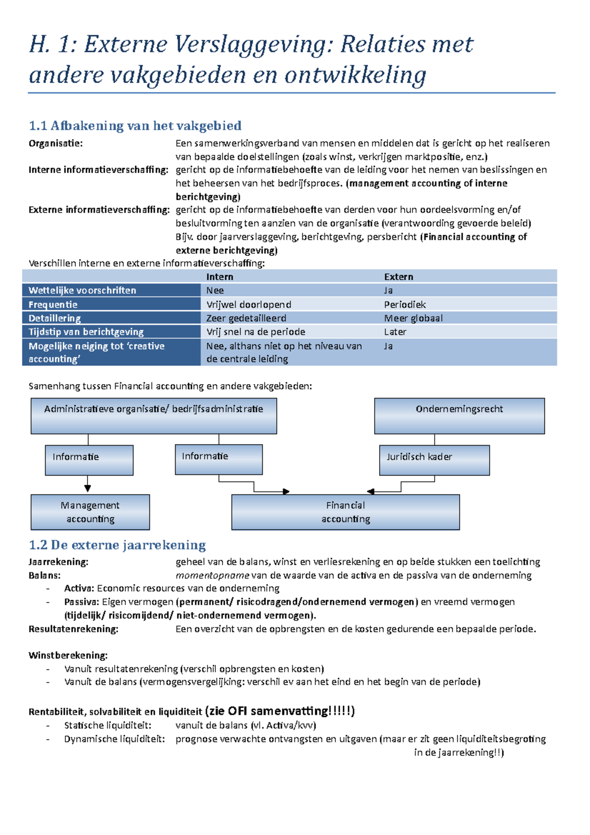 Externe Verslaggeving - H. 1: Externe Verslaggeving: Relaties Met ...