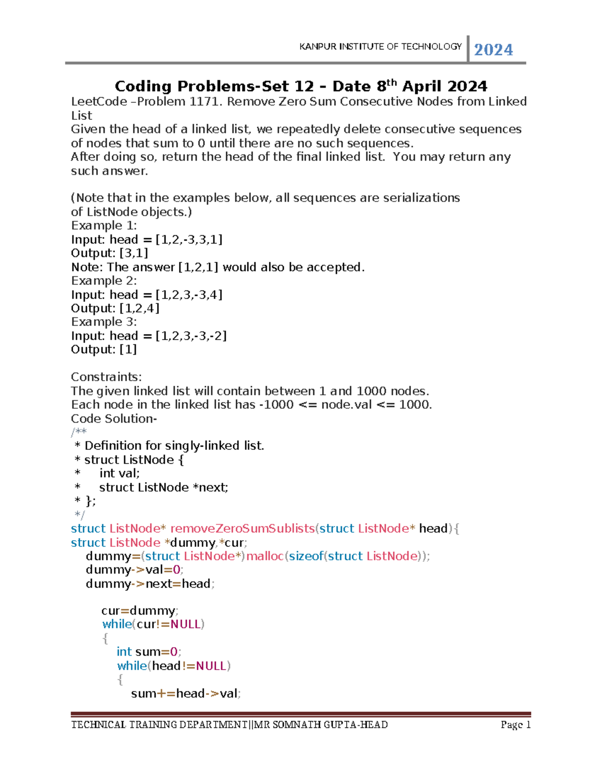 SET-12-Leetcode problem - 2024 Coding Problems-Set 12 – Date 8 th April ...