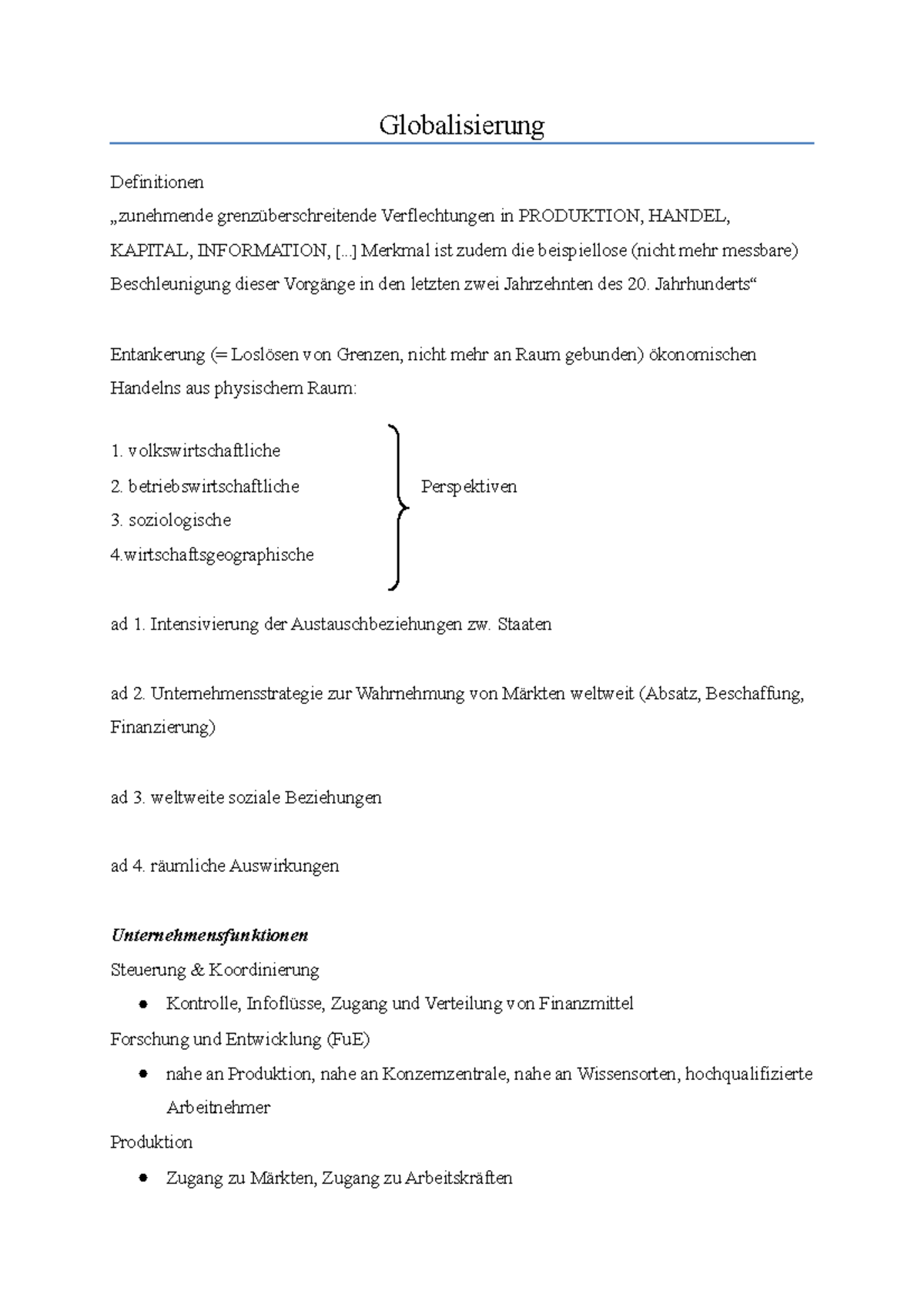 Geographie Physische Geographie Und Humangeographie Globalisierung - Zusammenfassung Geographie: Physische Geographie und