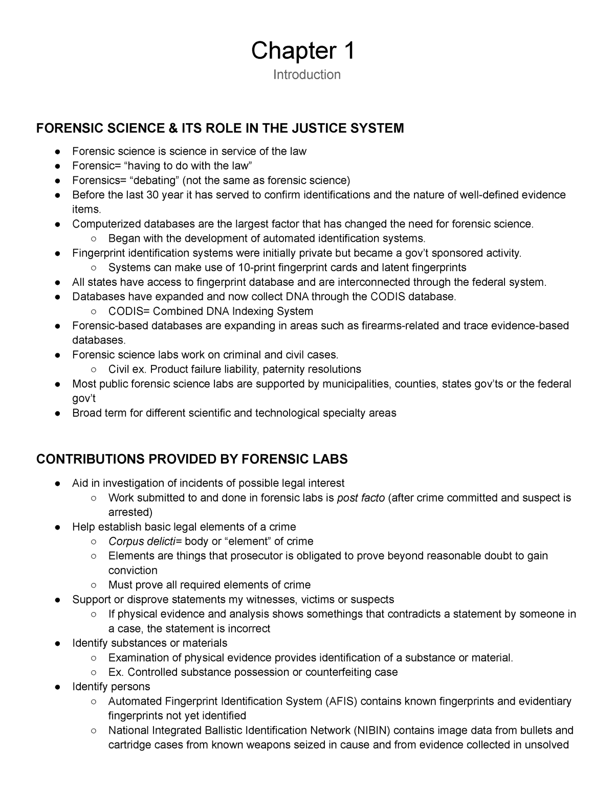 forensic science chapter 1 application and critical thinking