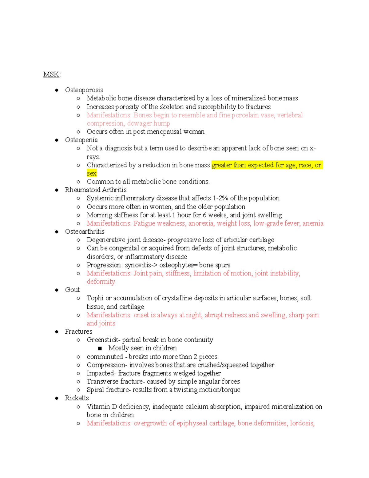 Pathophysiology notes - MSK: Osteoporosis Metabolic bone disease ...
