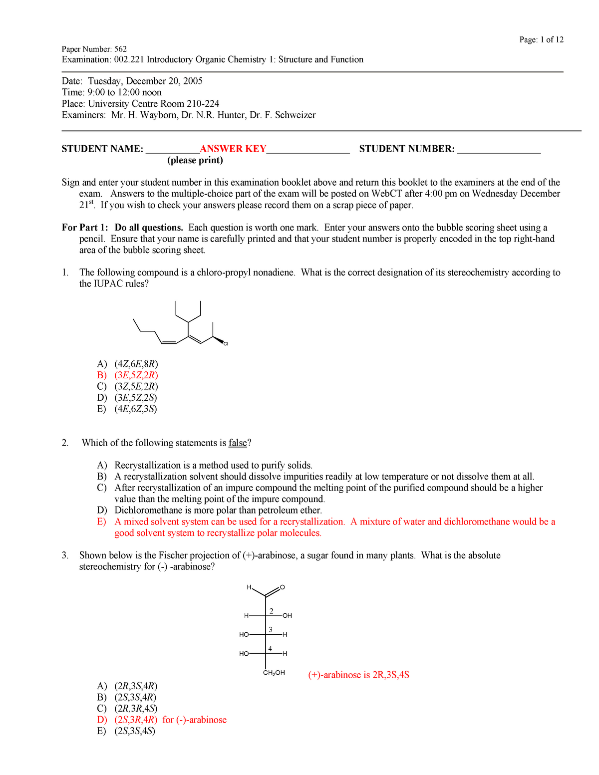 Exam 20 december 2005, questions and answers - Final exam - StuDocu