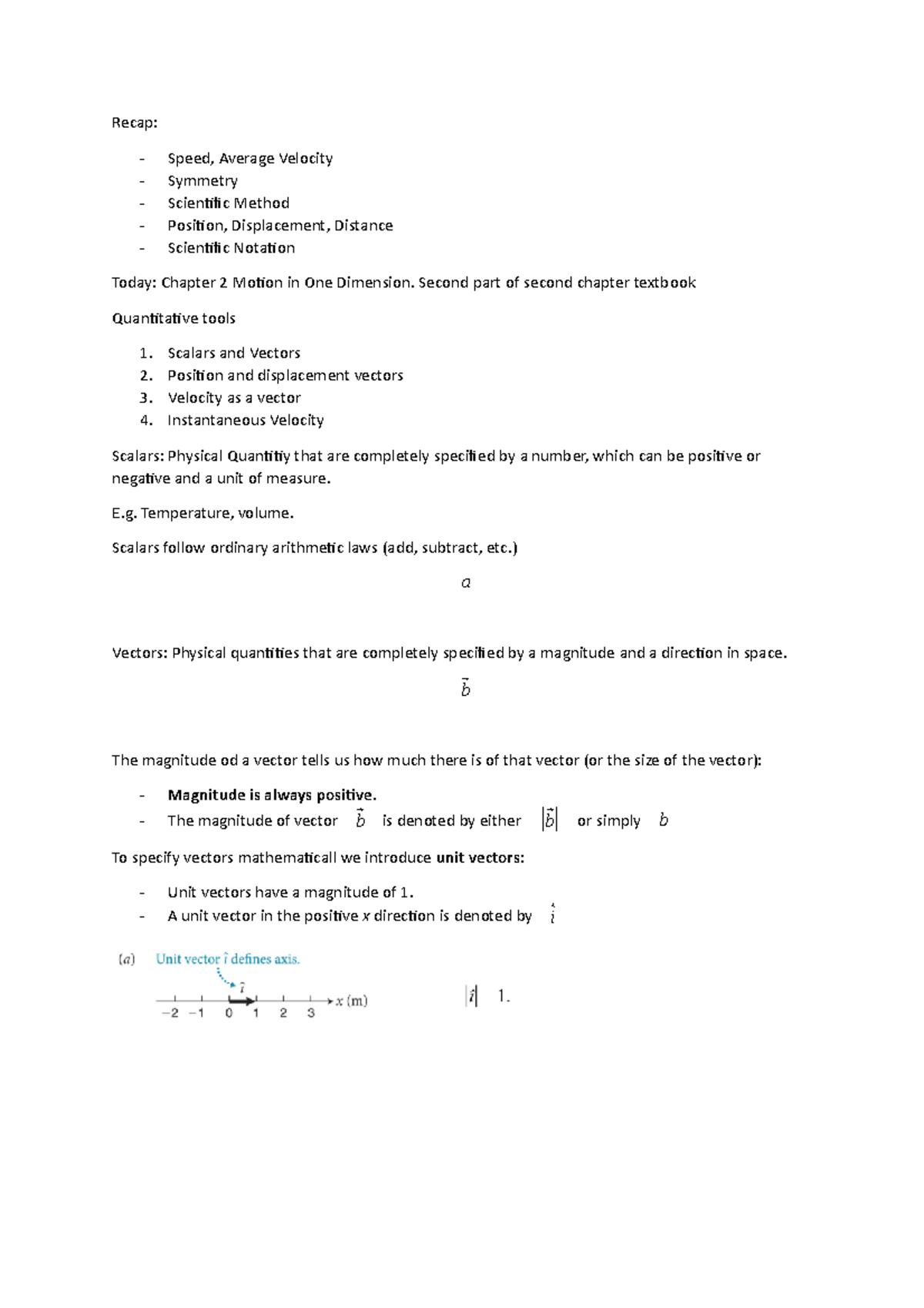 Week 2 - Lecture notes 1 - Recap: Speed, Average Velocity Symmetry ...