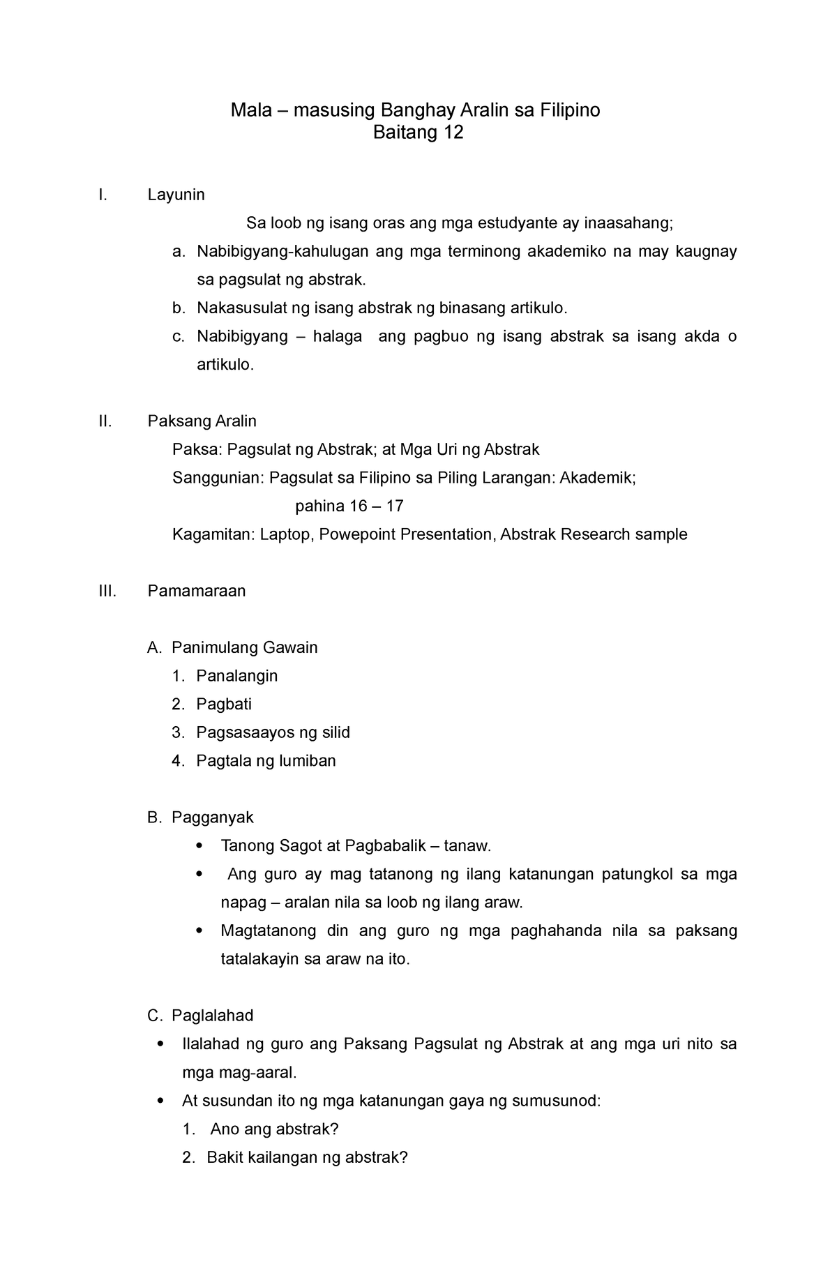 Observation Lesson Plan - Education - UP Cebu - Studocu