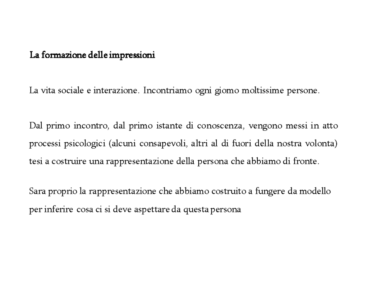 2 - Riassunto Scienze e tecniche psicologiche - La formazione delle
