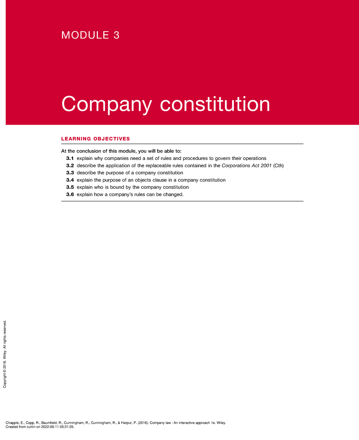 Company LAW ( Module 3 Company Constitution) - MODULE 3 Company ...