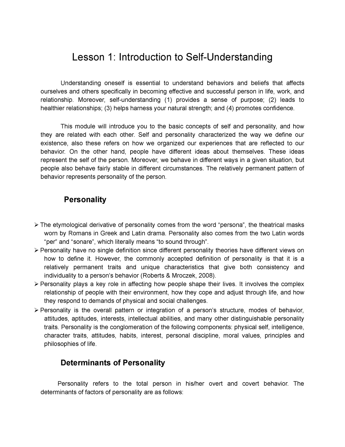 importance of understanding the self essay brainly