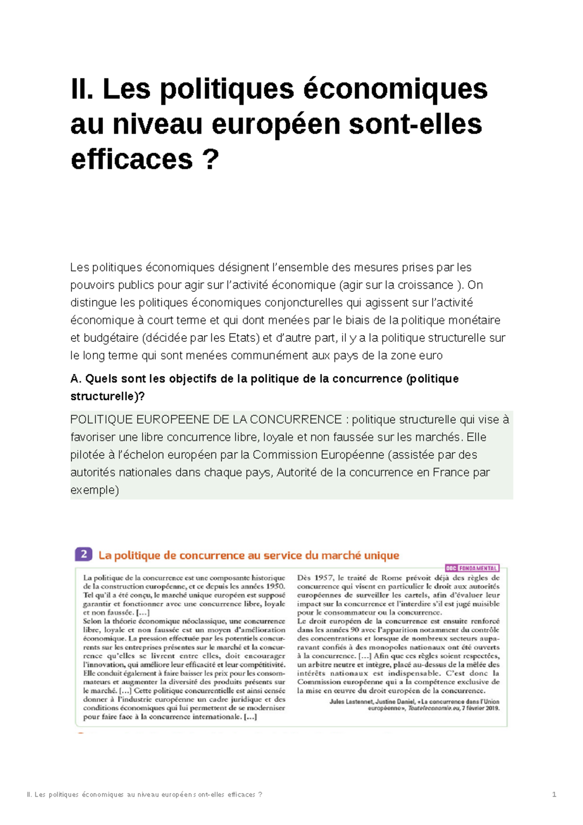 Chapitre 5:II: Les Politiques économiques Au Niveau Européen Sont-elles ...