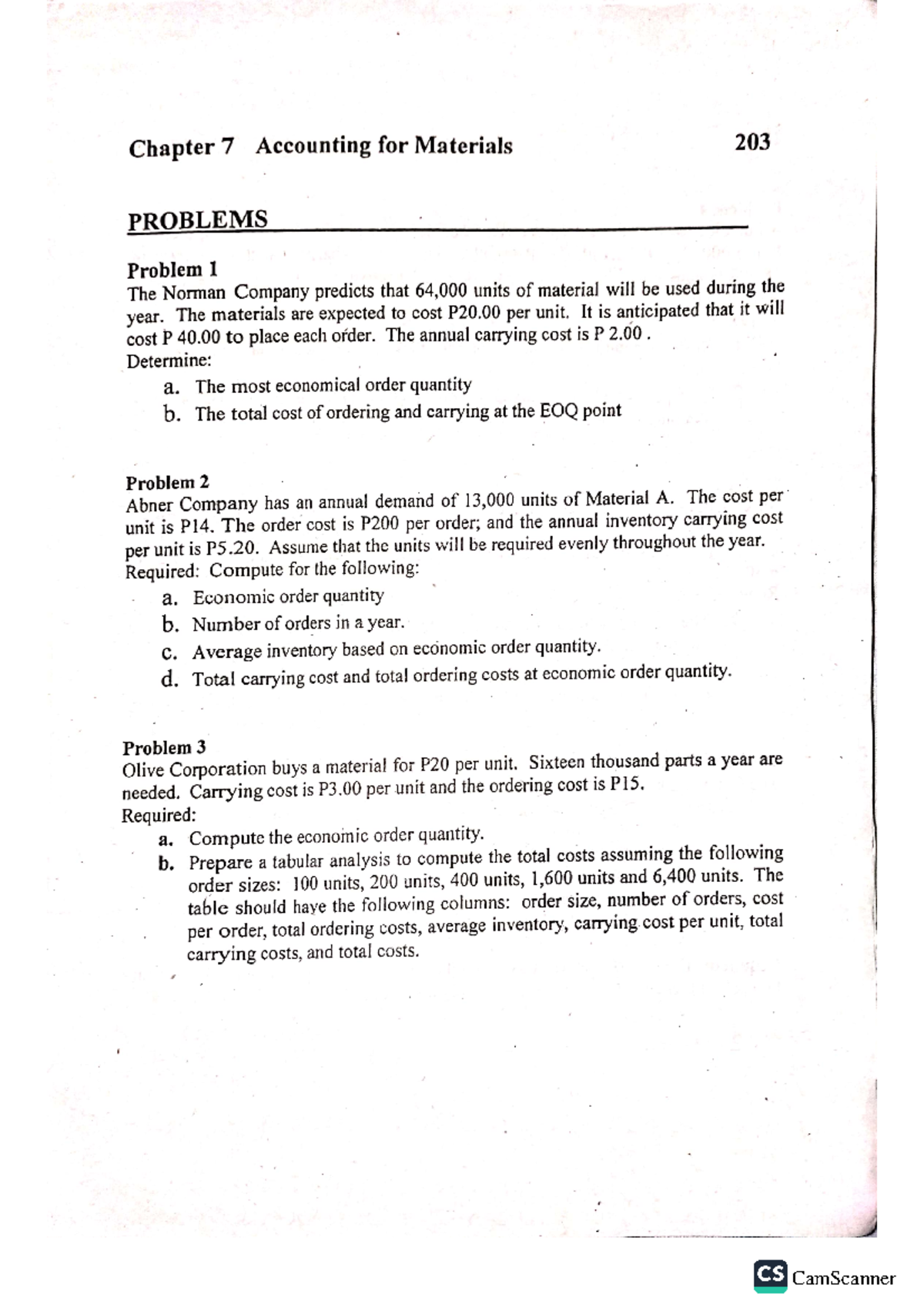 Chapter 7 Problem 1 3 Cost Accounting And Control 2019 Edition Author Chapter 7 Problem 1 3 Cost Accounting And Control 2019 Edition Author