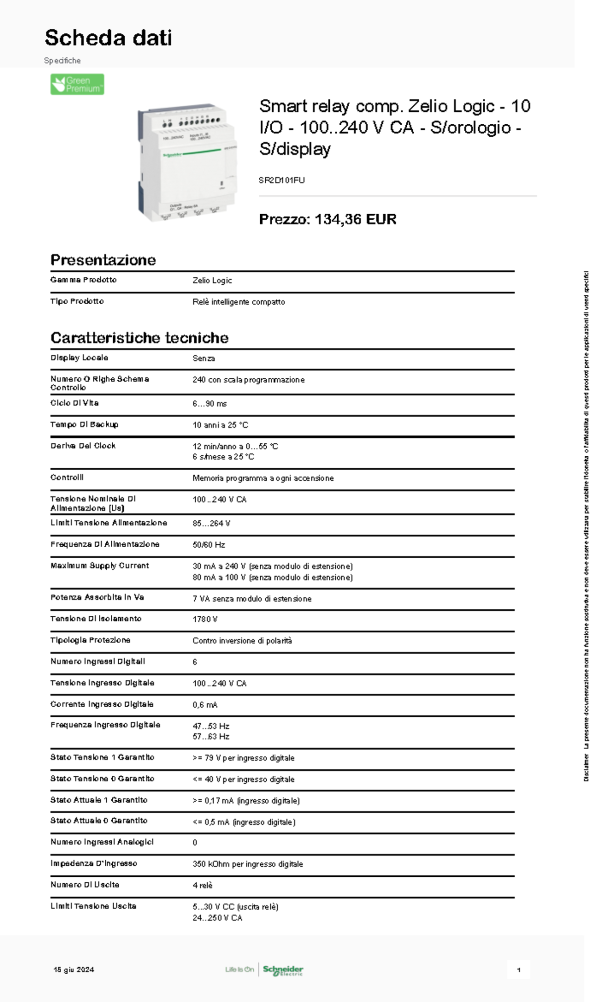 Schneider Electric Zelio-Logic SR2D101FU - Smart relay comp. Zelio ...