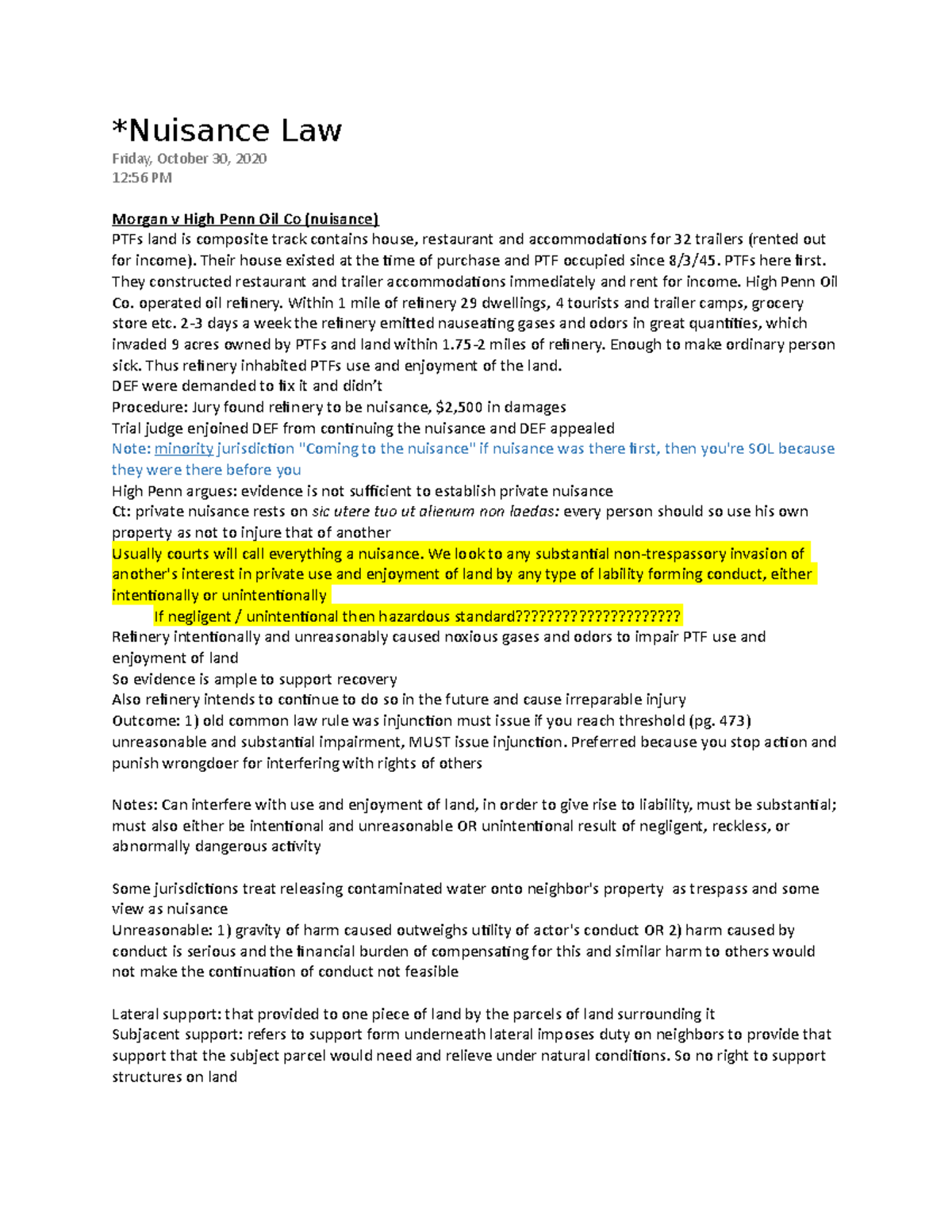 Nuisance Law *Nuisance Law Friday, October 30, 2020 1256 PM v