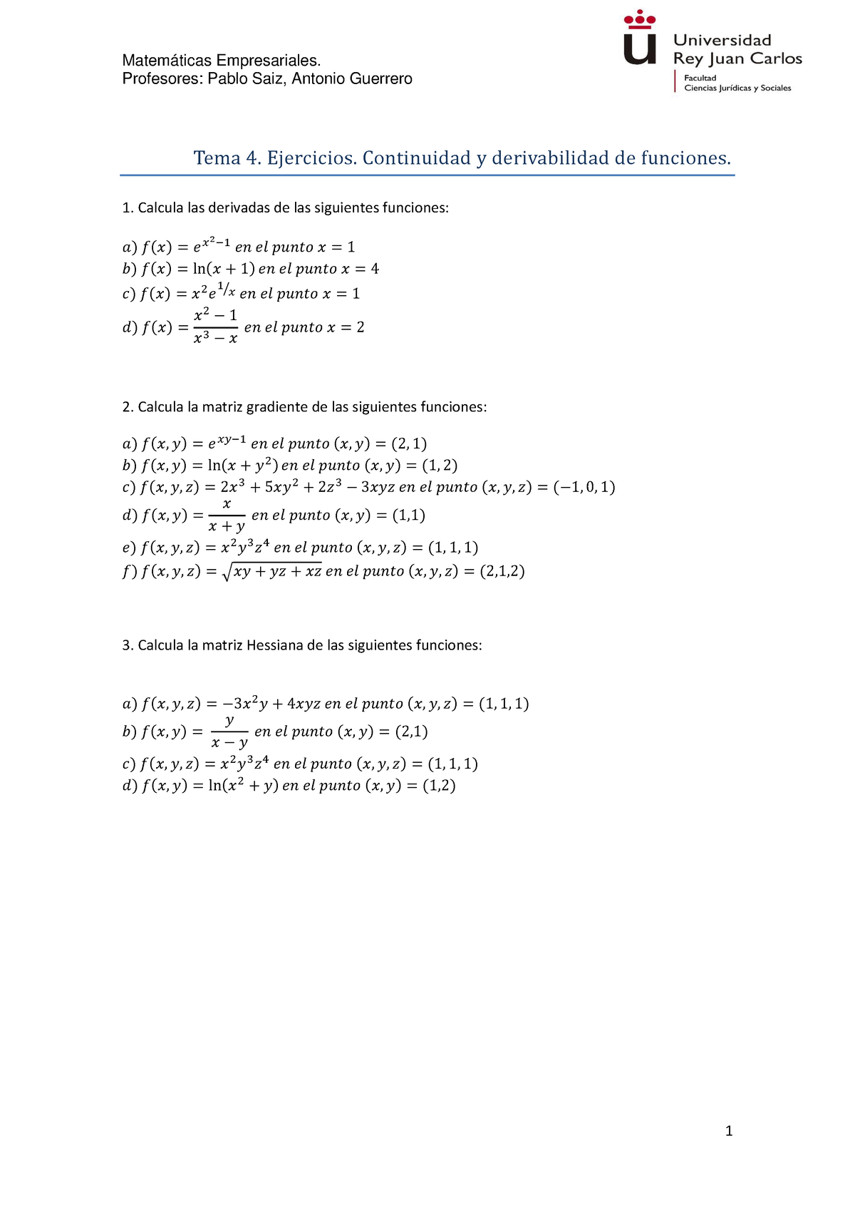 Tema 4. Ejercicios. Continuidad Y Derivabilidad De Funciones ...