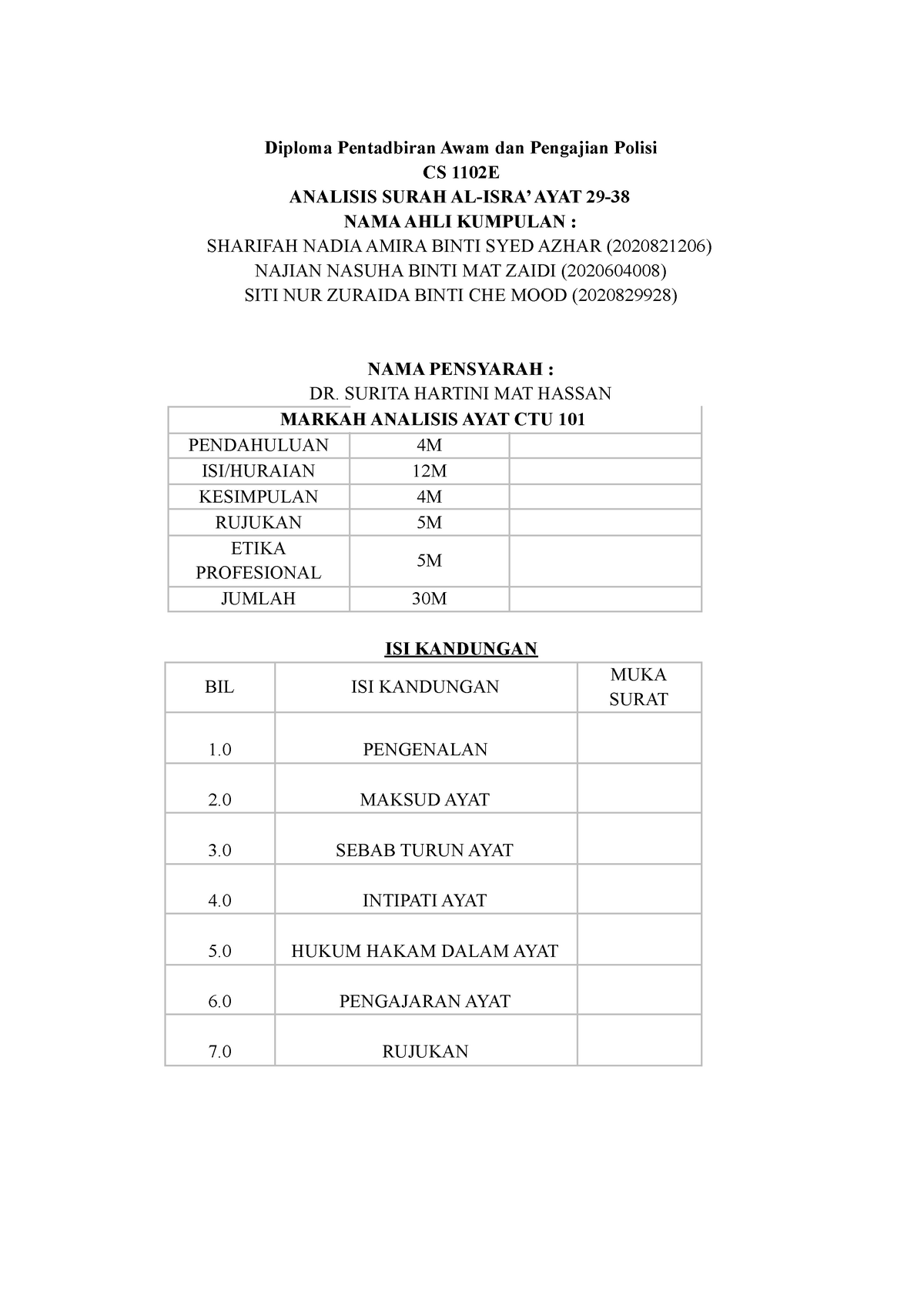 Assignment Ctu Analisis Ayat Surah Al Isra Values And Civilization Studocu