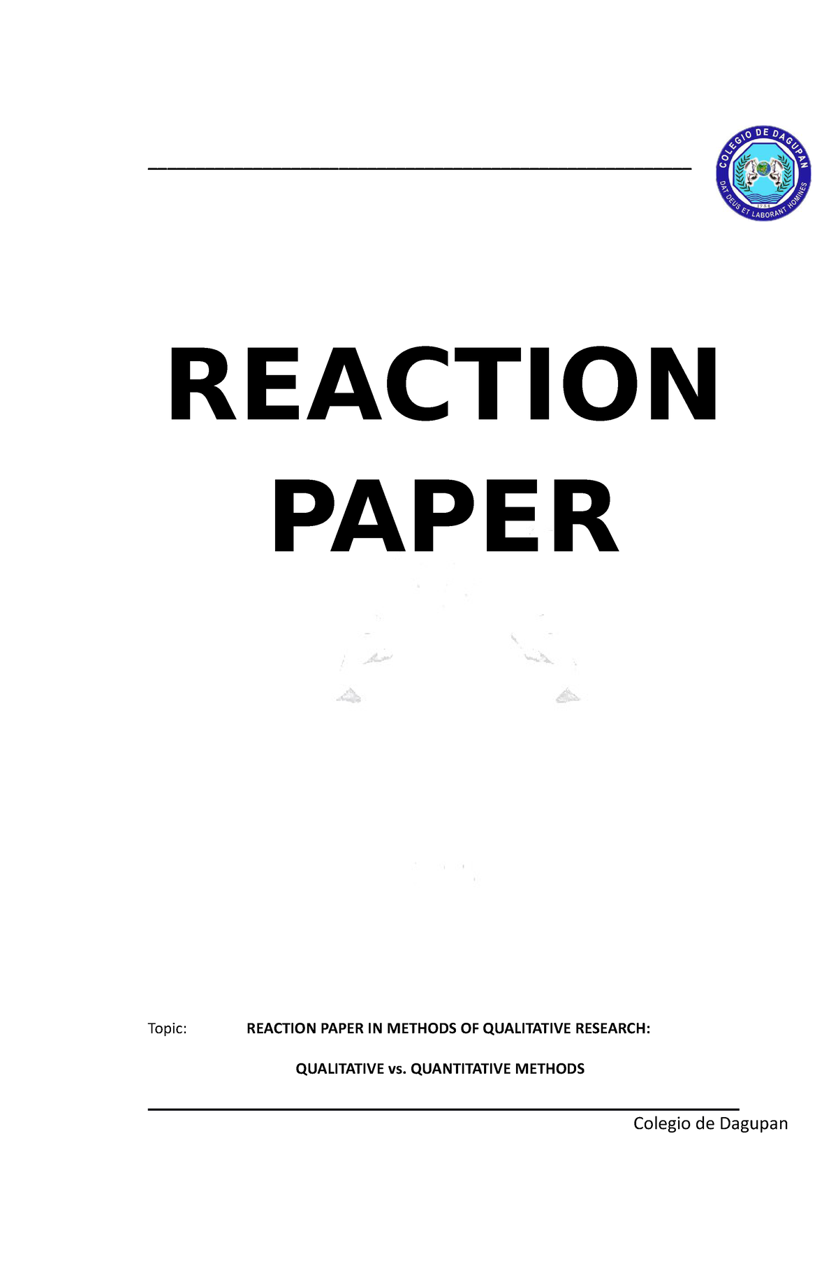 reaction paper about qualitative research