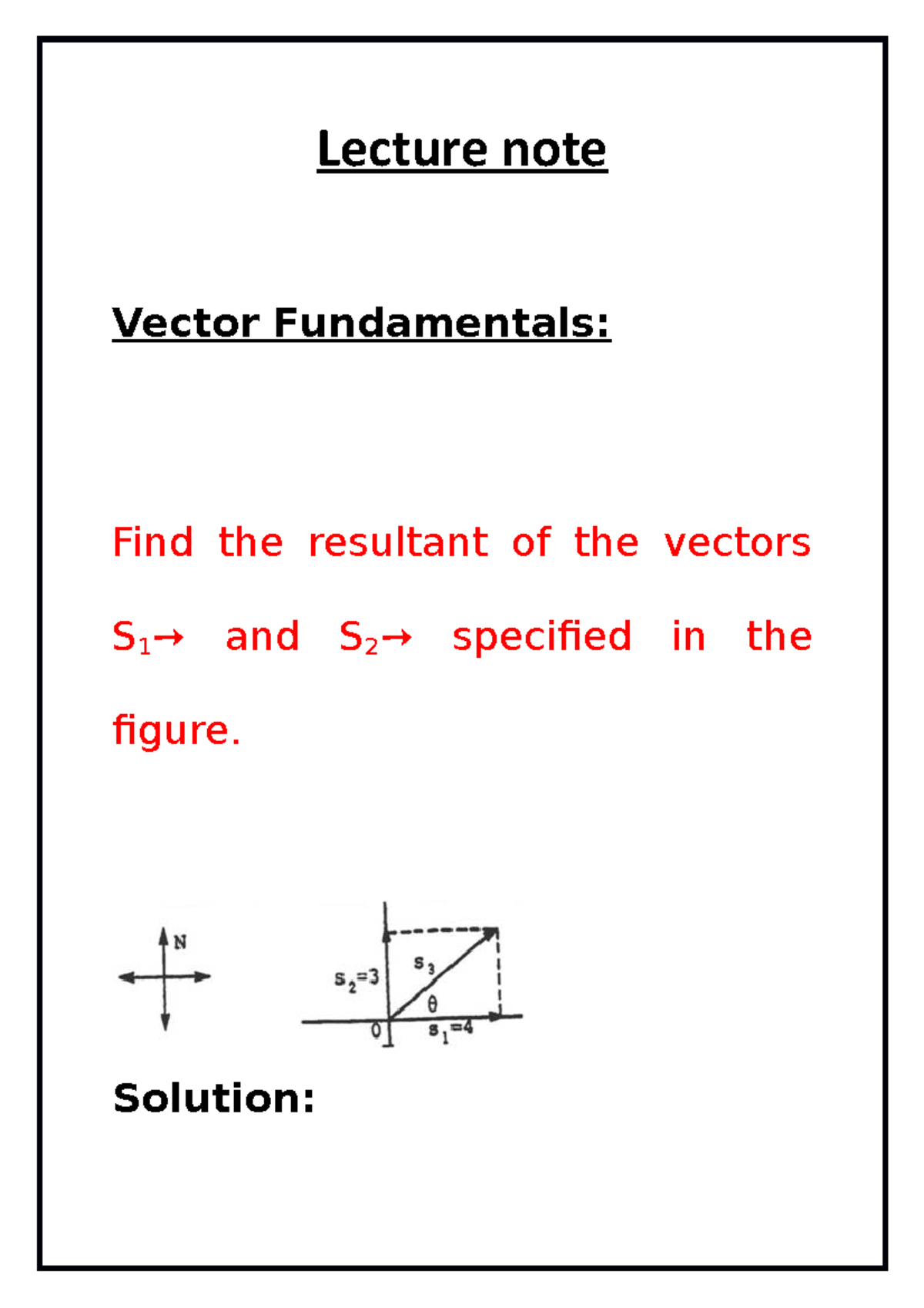Lecture note of Vector Fundamentals - Lecture note Vector Fundamentals ...