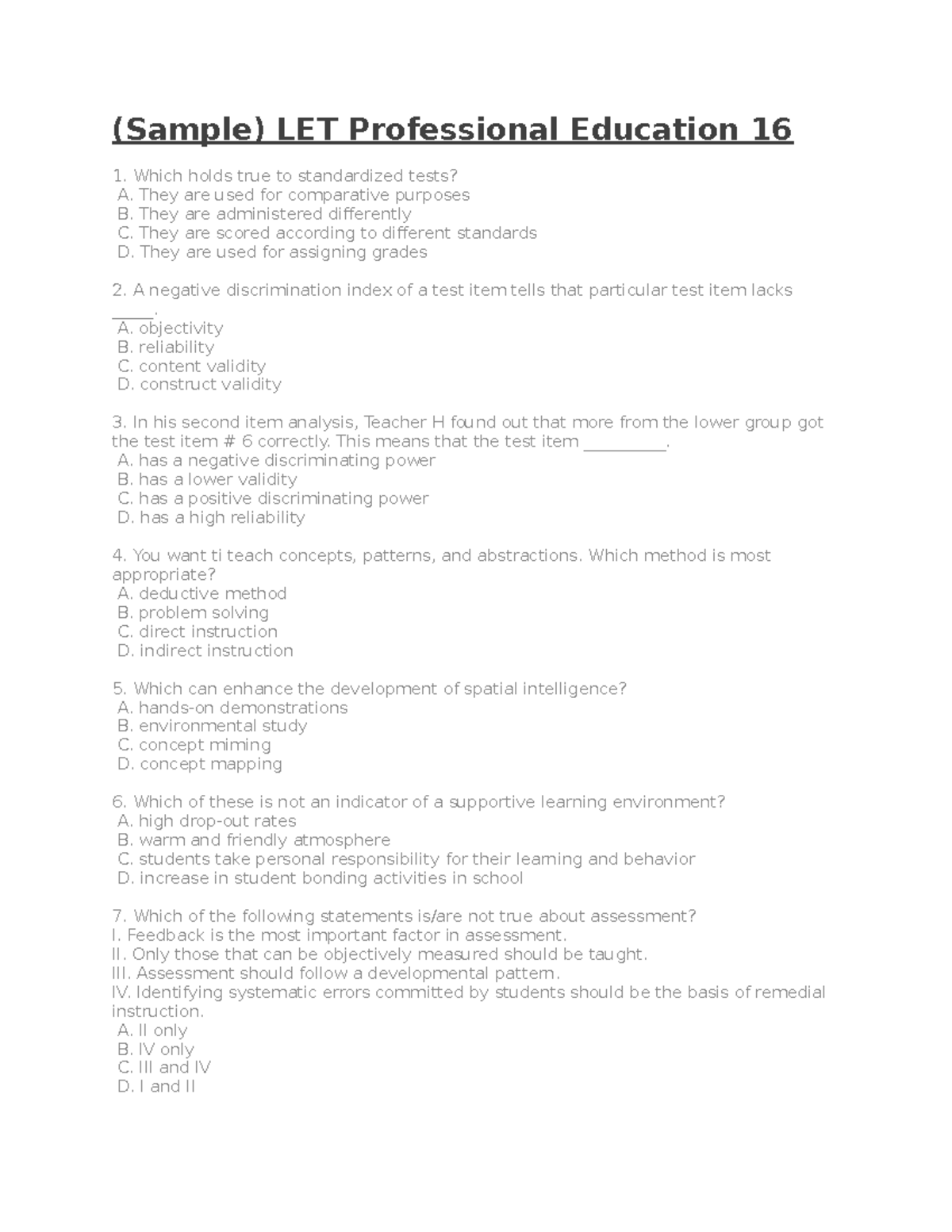 (Sample) LET Professional Education 16 - They are used for comparative ...