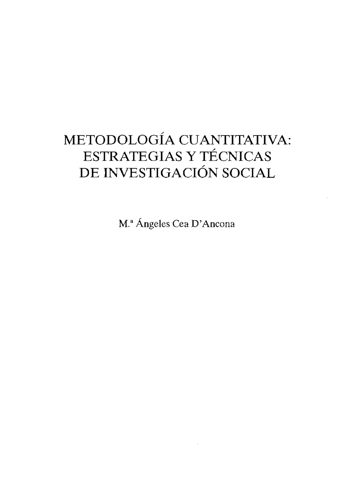 Dancona - Metodología Cuantitativa Estrategias Y Técnicas De ...